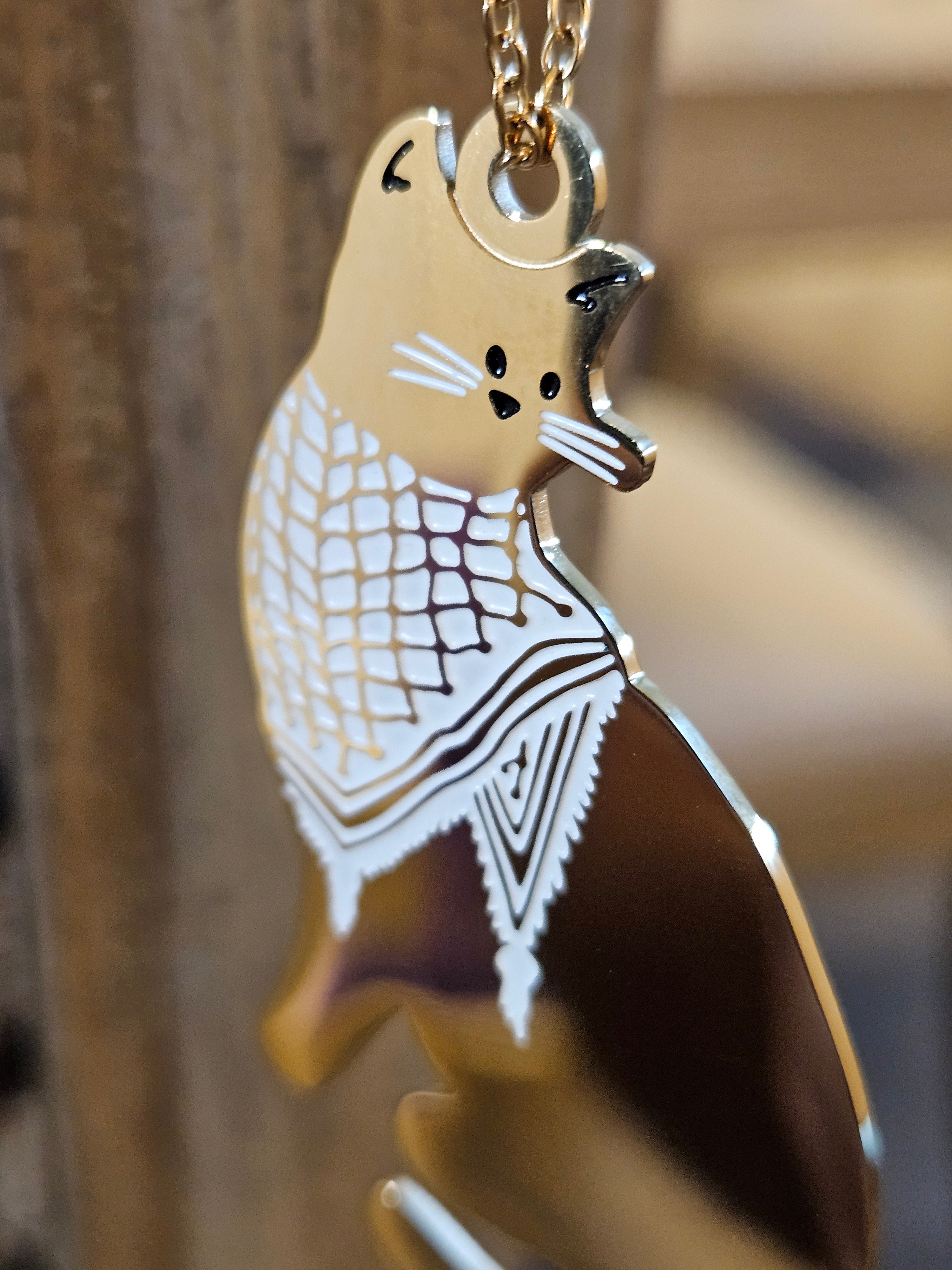 Cat Wearing Keffiyeh Necklace