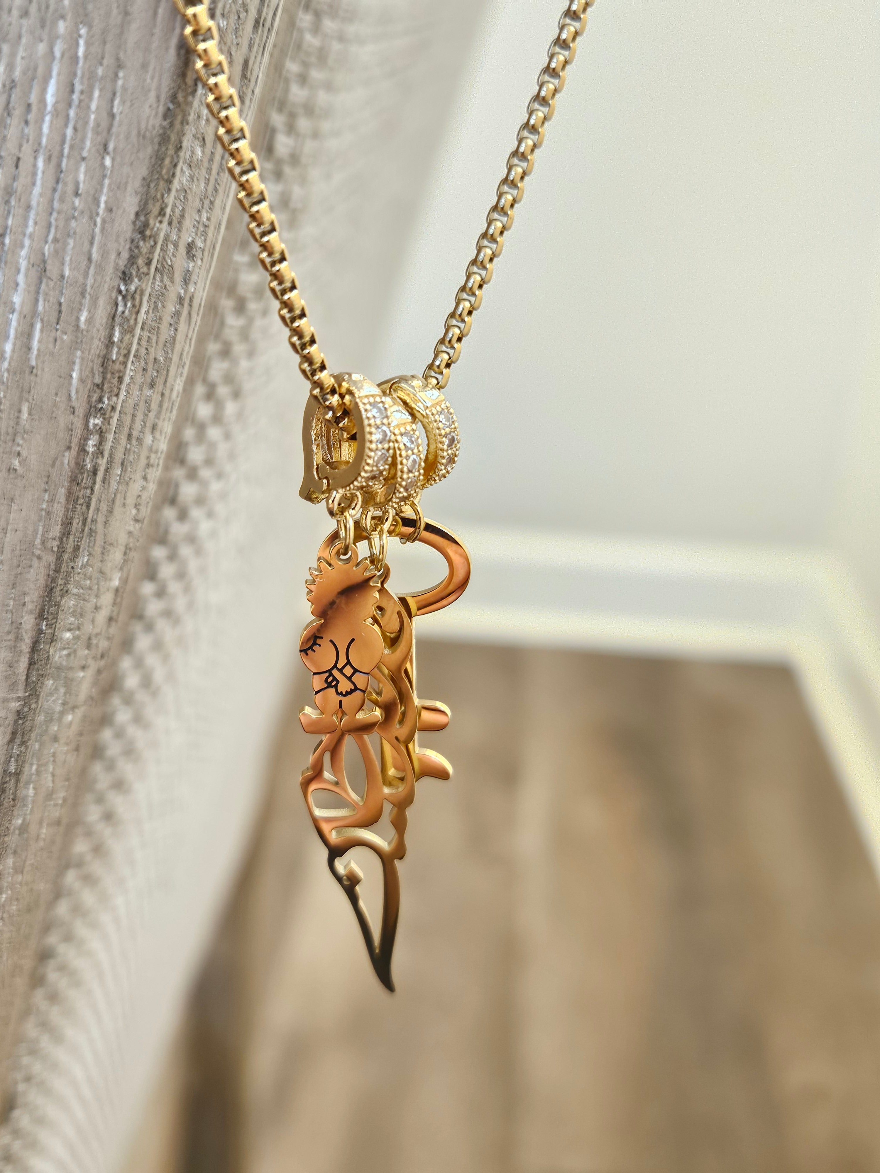 Palestine Handala Key Three  Charm Necklace