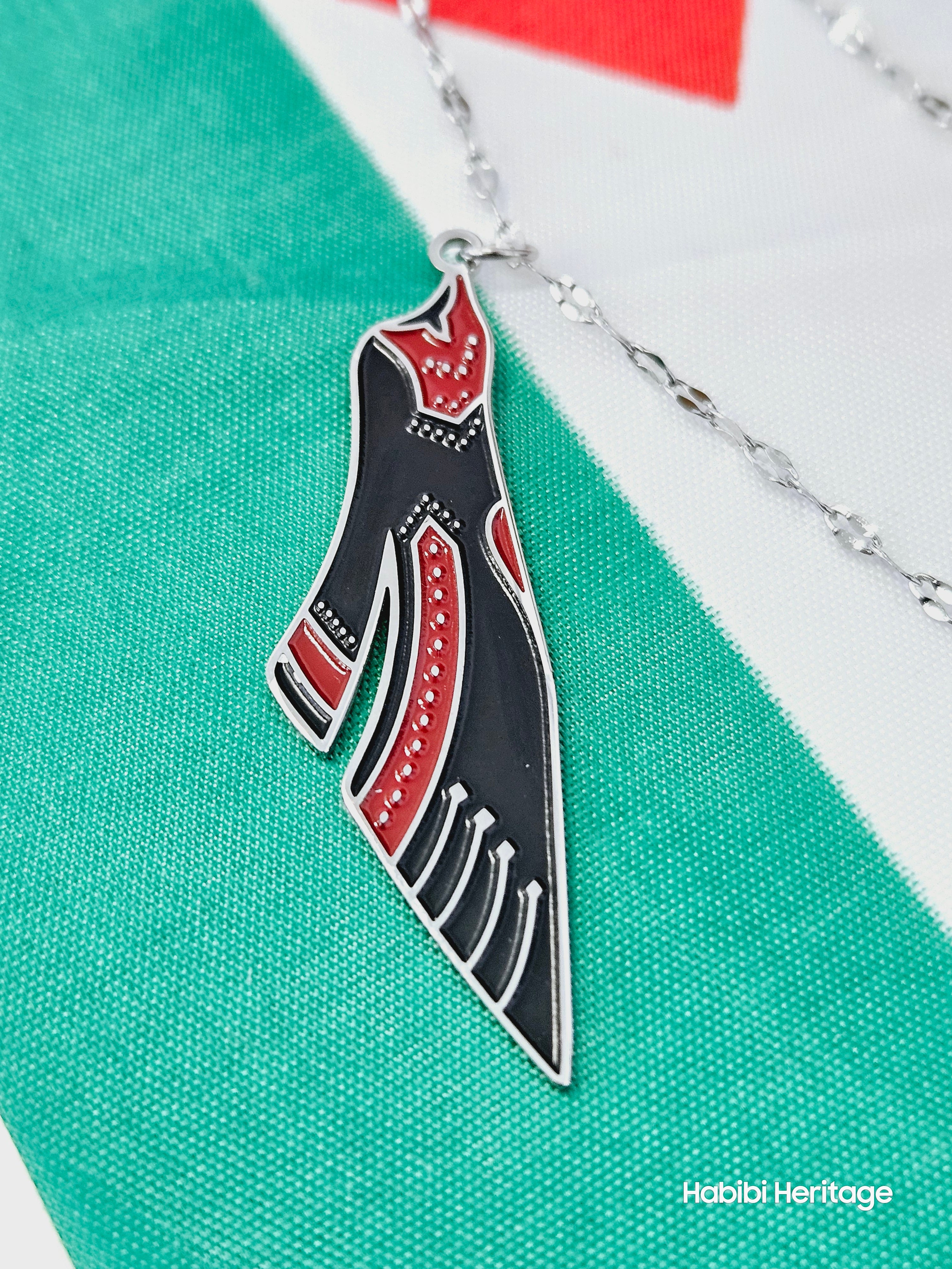Palestine Thobe Necklace - Palestinian Dress Map Shape - Habibi Heritage