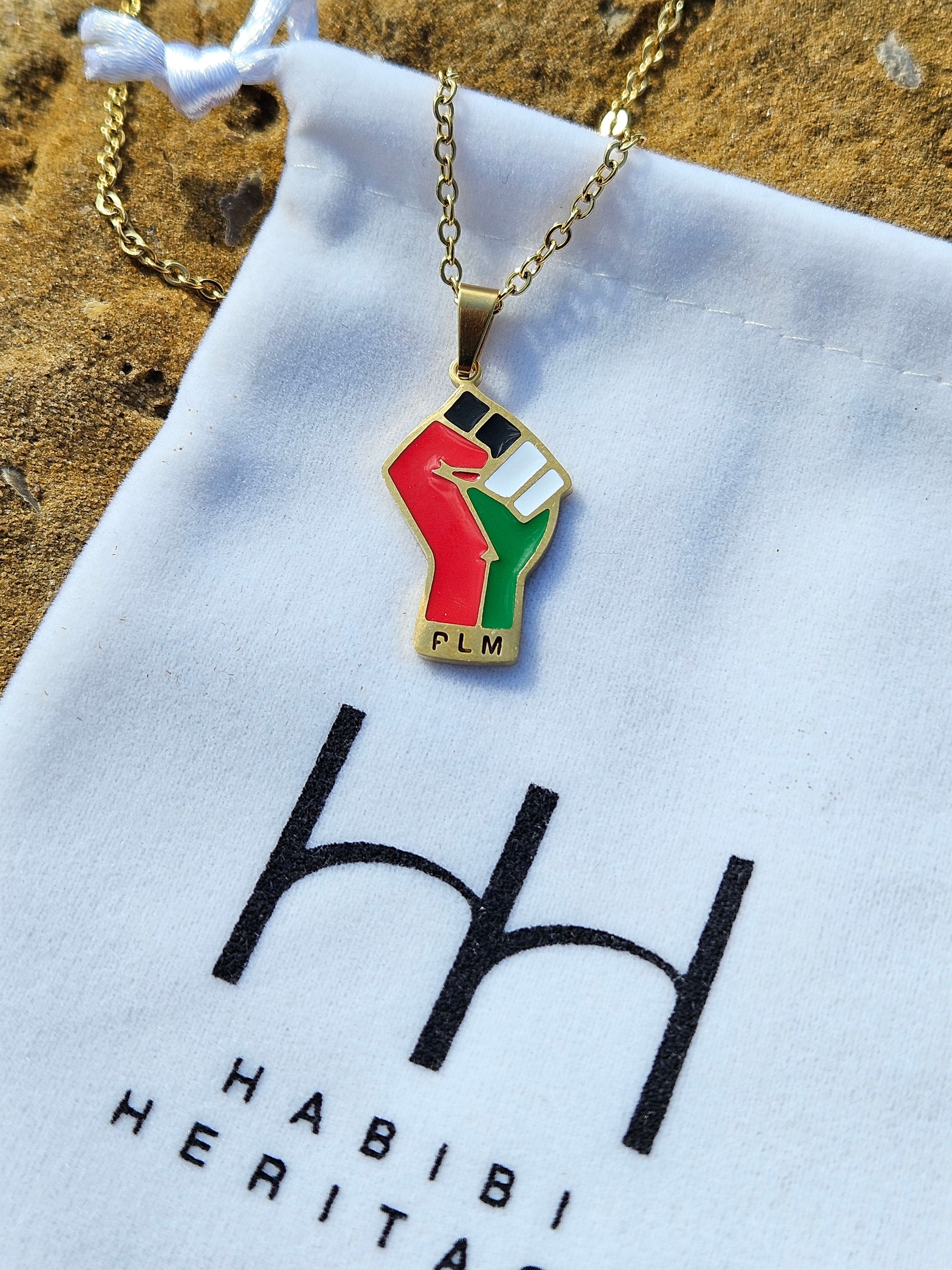 Palestine Fist PLM Pendent Necklace - Habibi Heritage