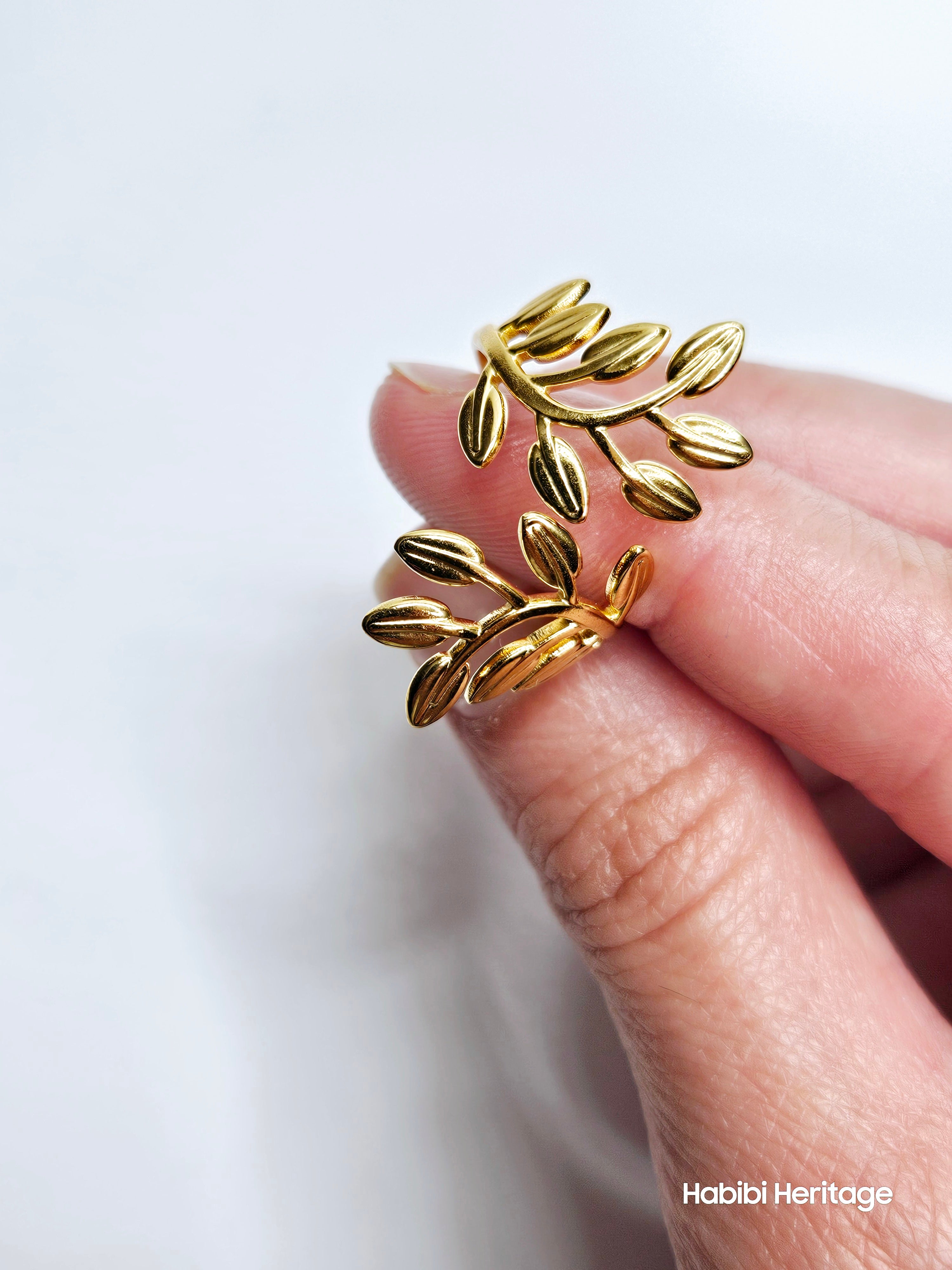 Olive Branch Leaf Ring Adjustable Size