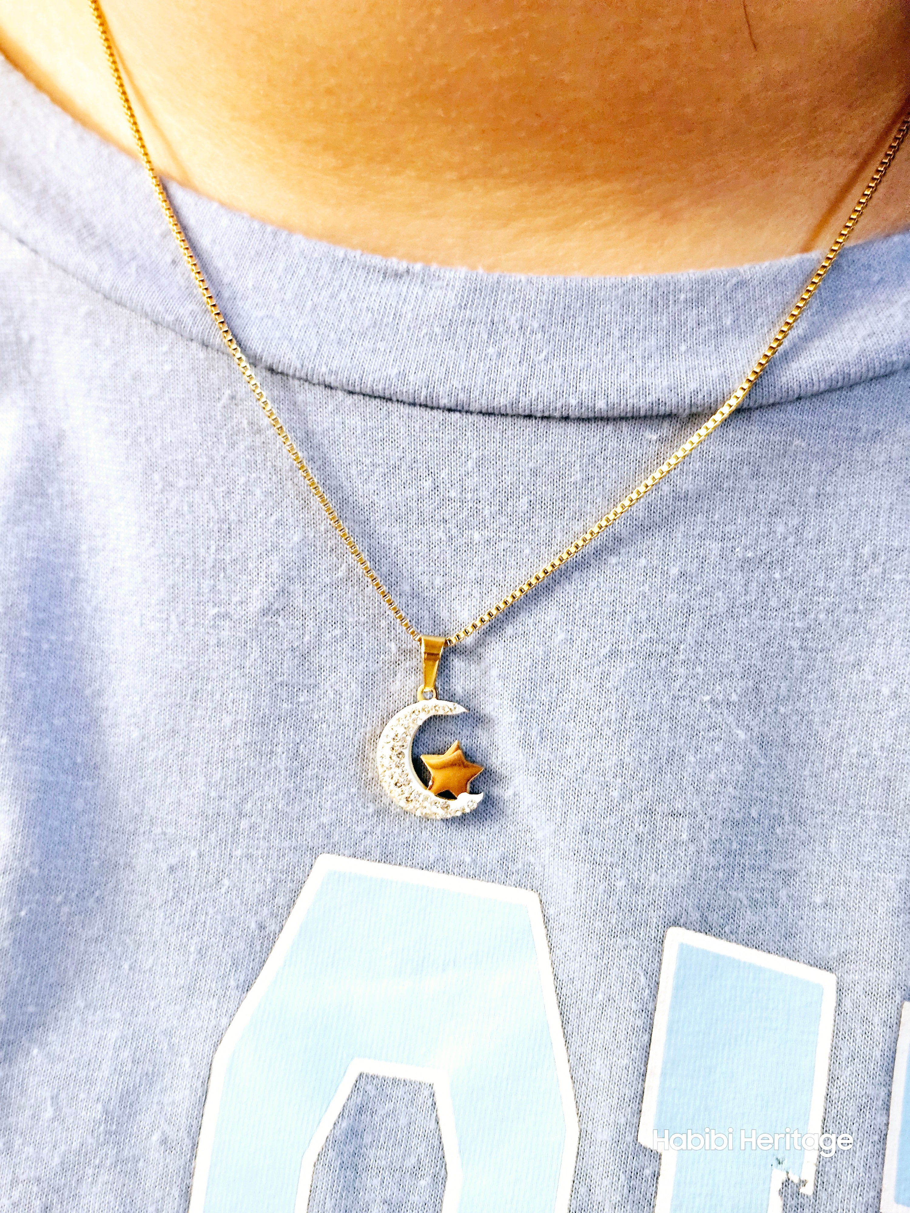 Moon and Star Necklace