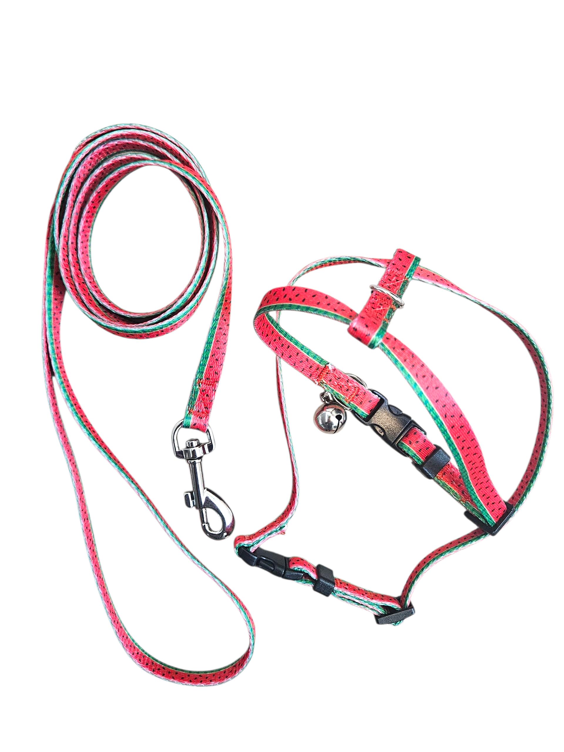 Cat Harness & Leash Set - Watermelon and Keffiyeh Pattern