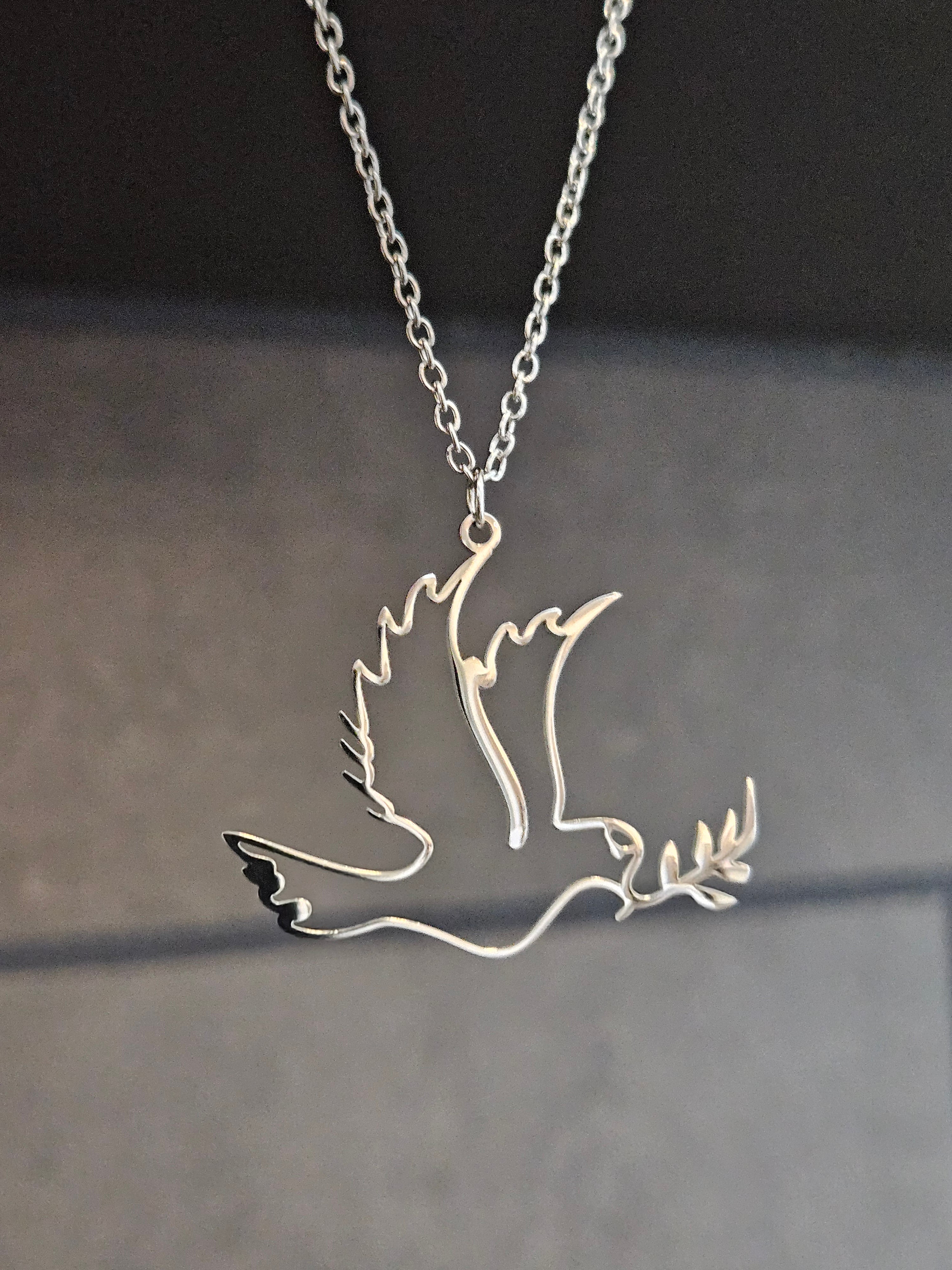 Bird with Olive Branch Necklace