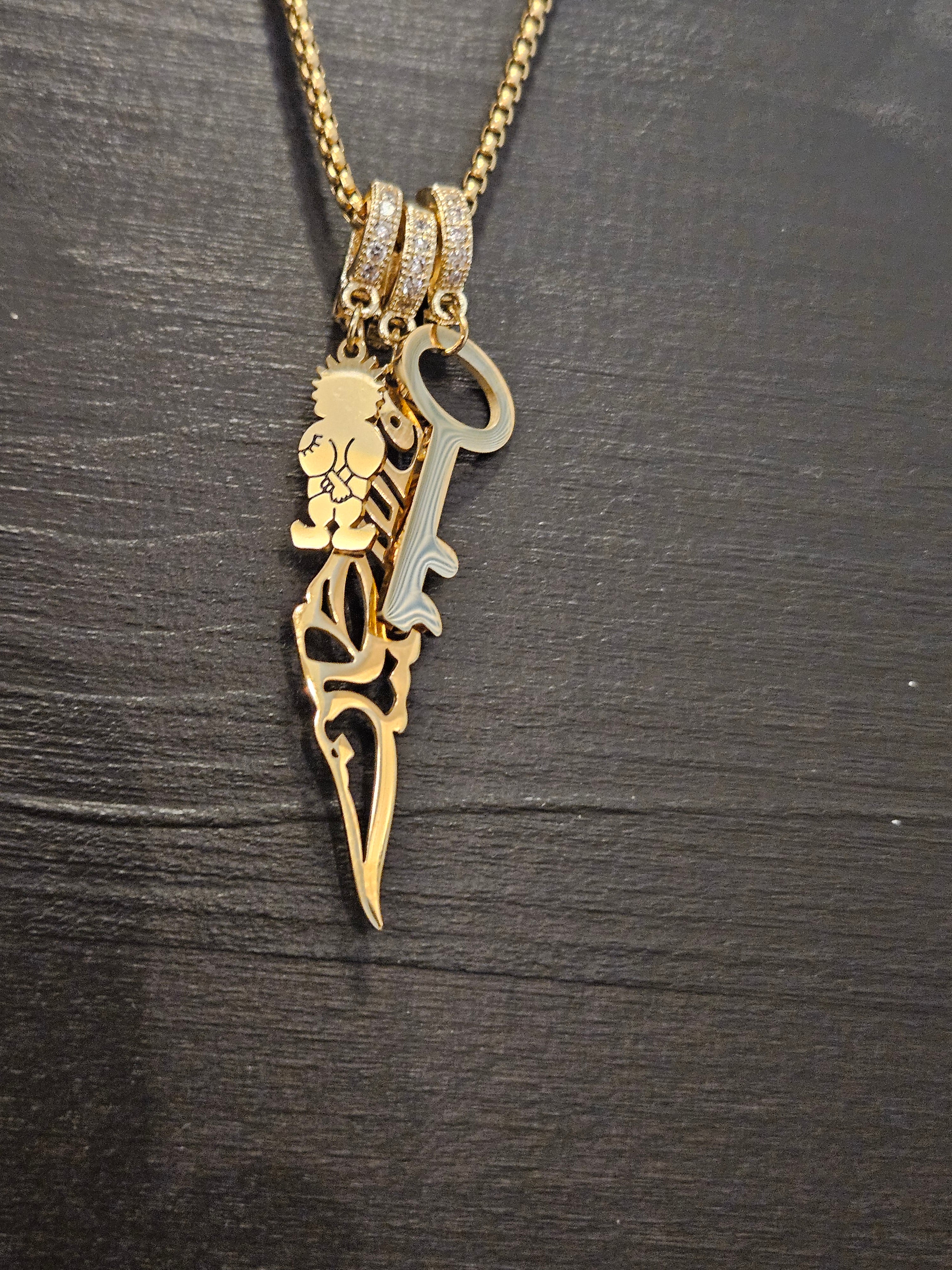 Palestine Handala Key Three  Charm Necklace
