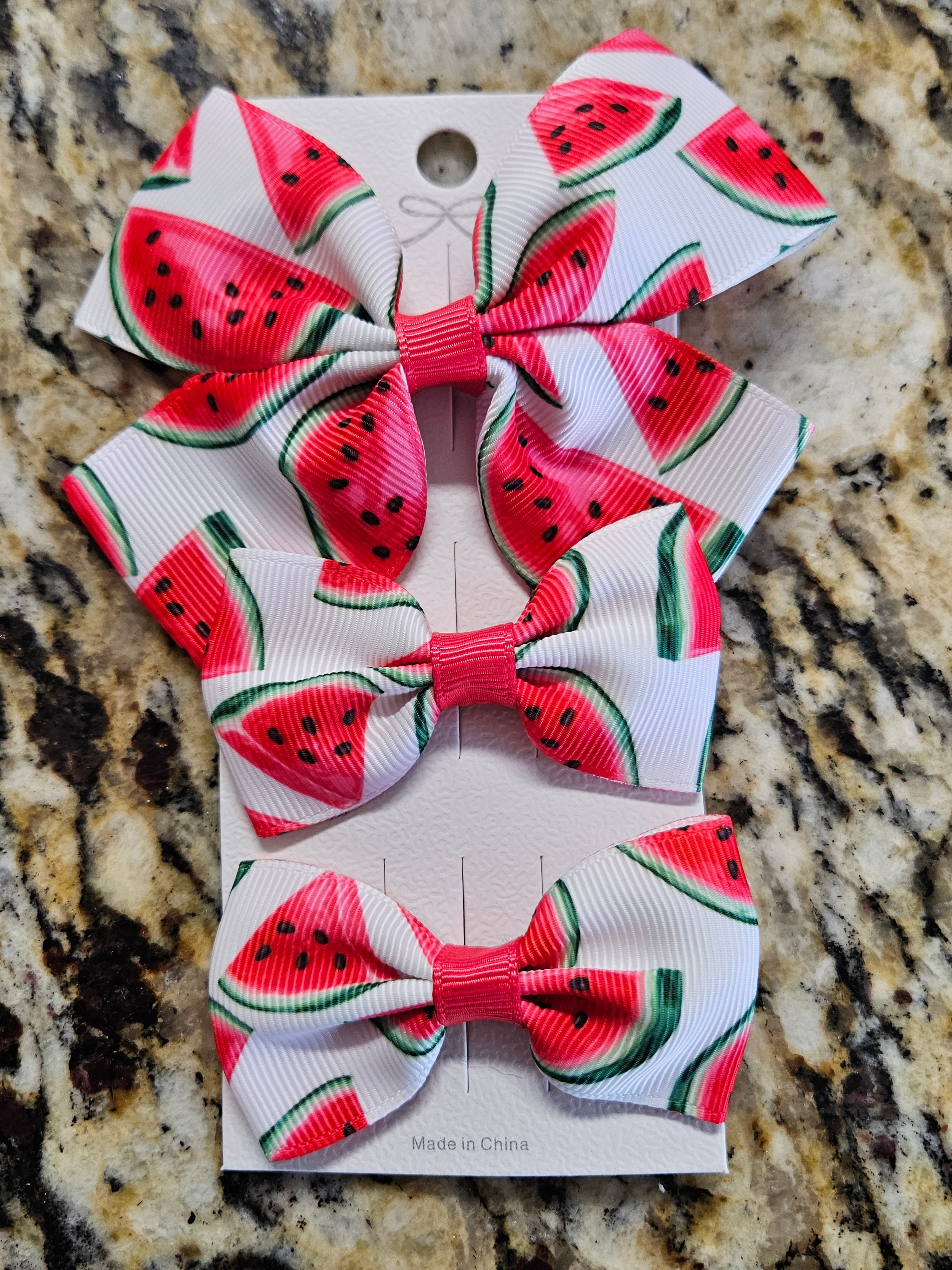 Watermelon Bows Hair Clips - 3 pack - Habibi Heritage