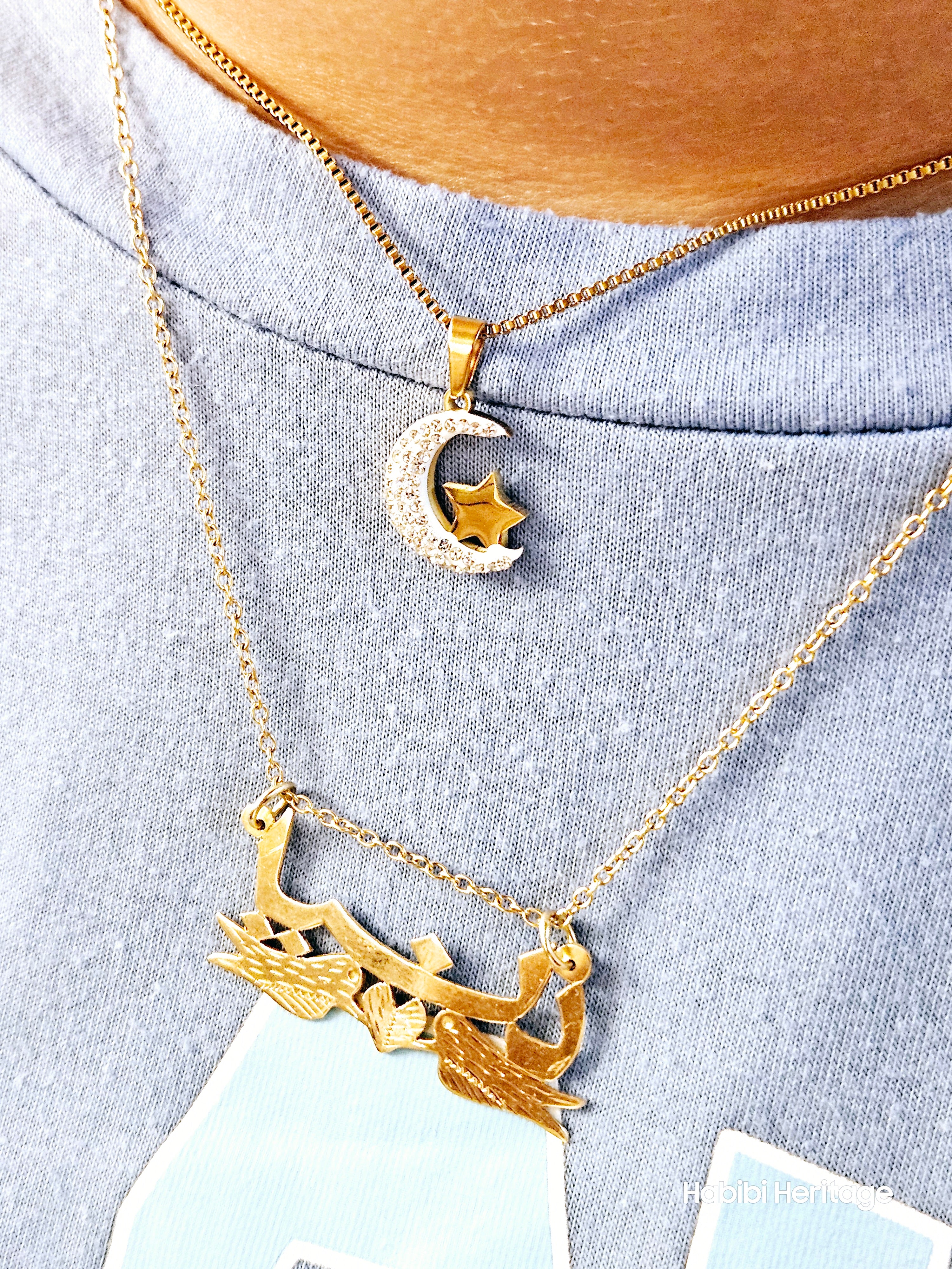 Moon and Star Necklace