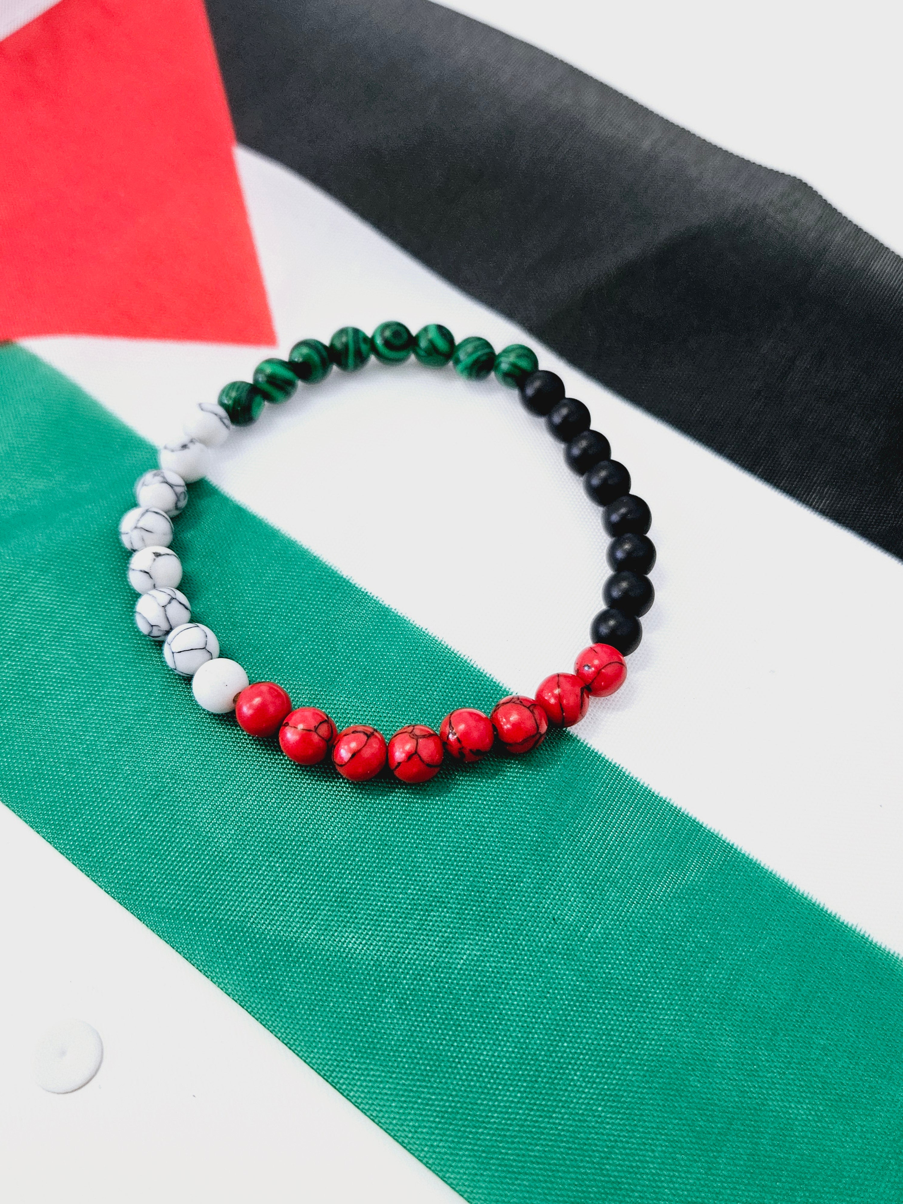Palestine Stretch Natural Stone Bead Bracelet - Habibi Heritage