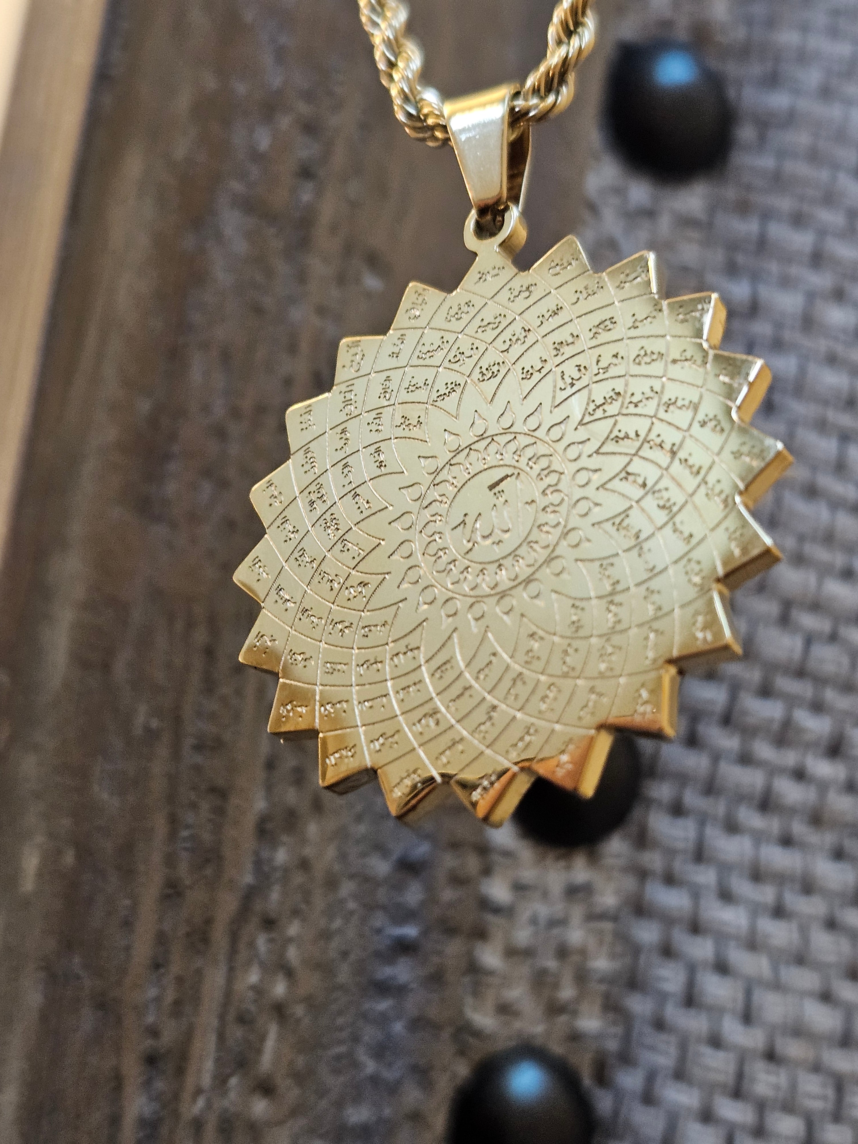 99 Names of Allah Necklace - 18k Gold Plated Stainless Steel God Islamic Jewelry