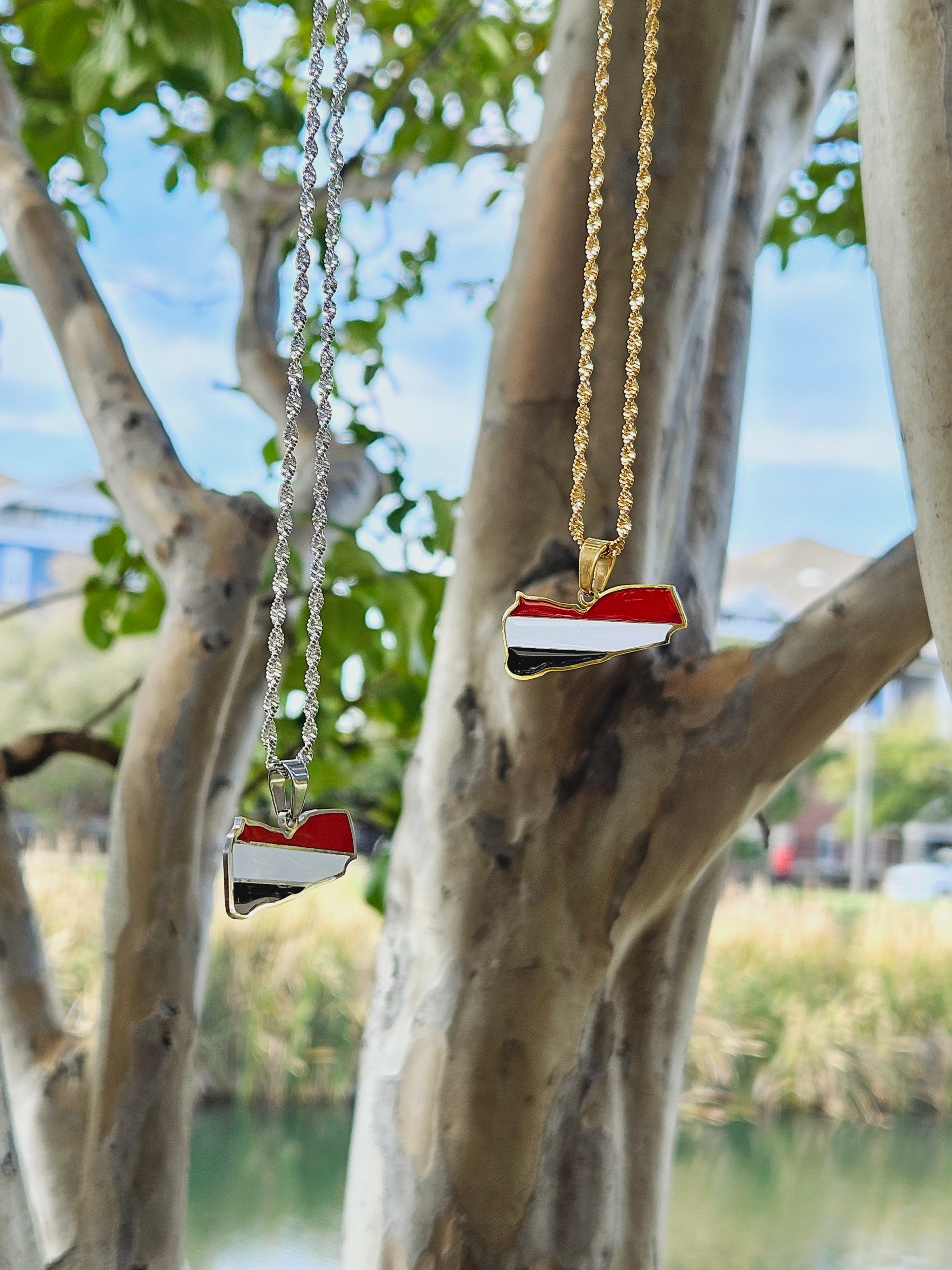 Yemen Map Flag Shape Pendent Necklace - Habibi Heritage