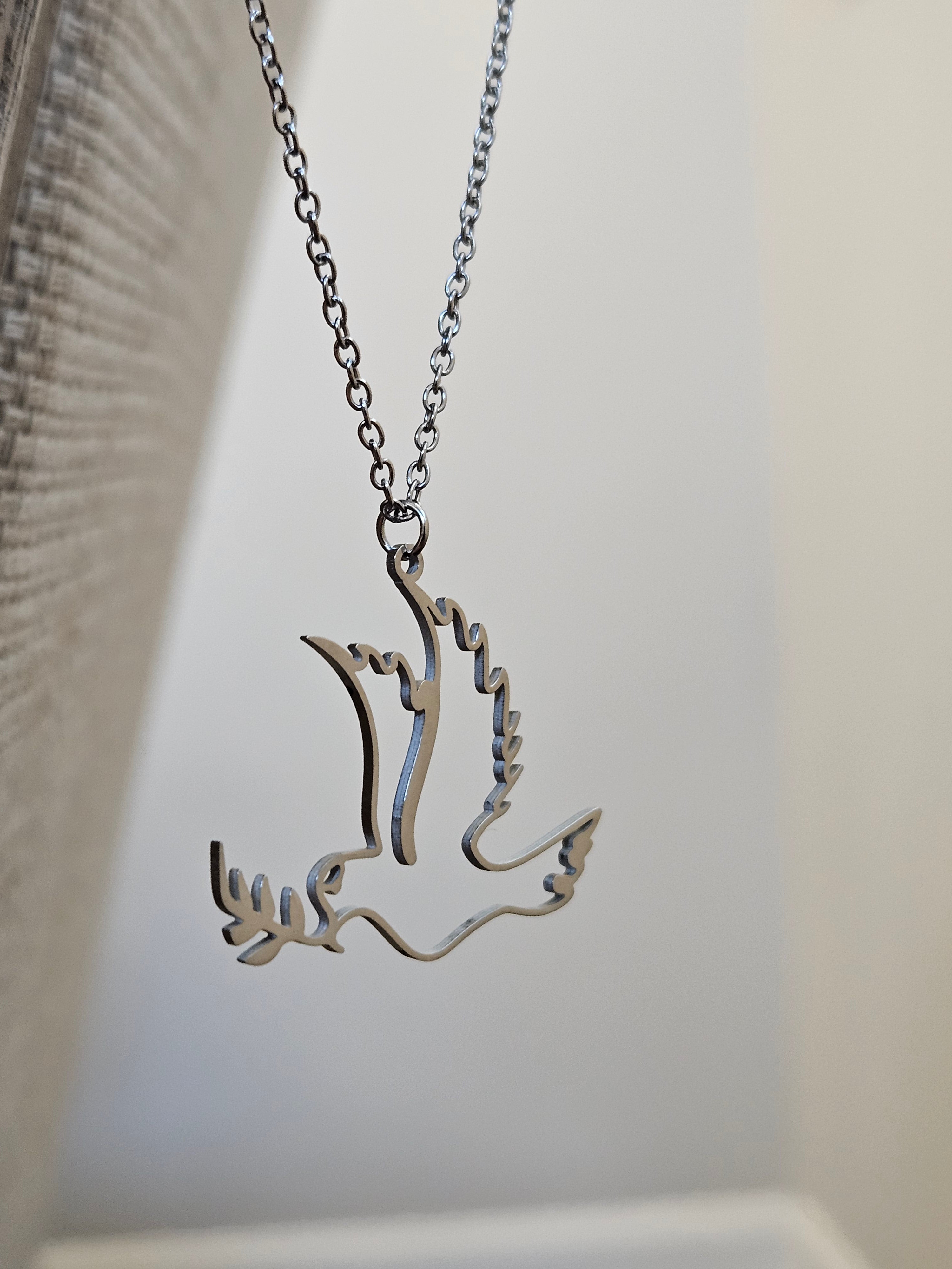 Bird with Olive Branch Necklace