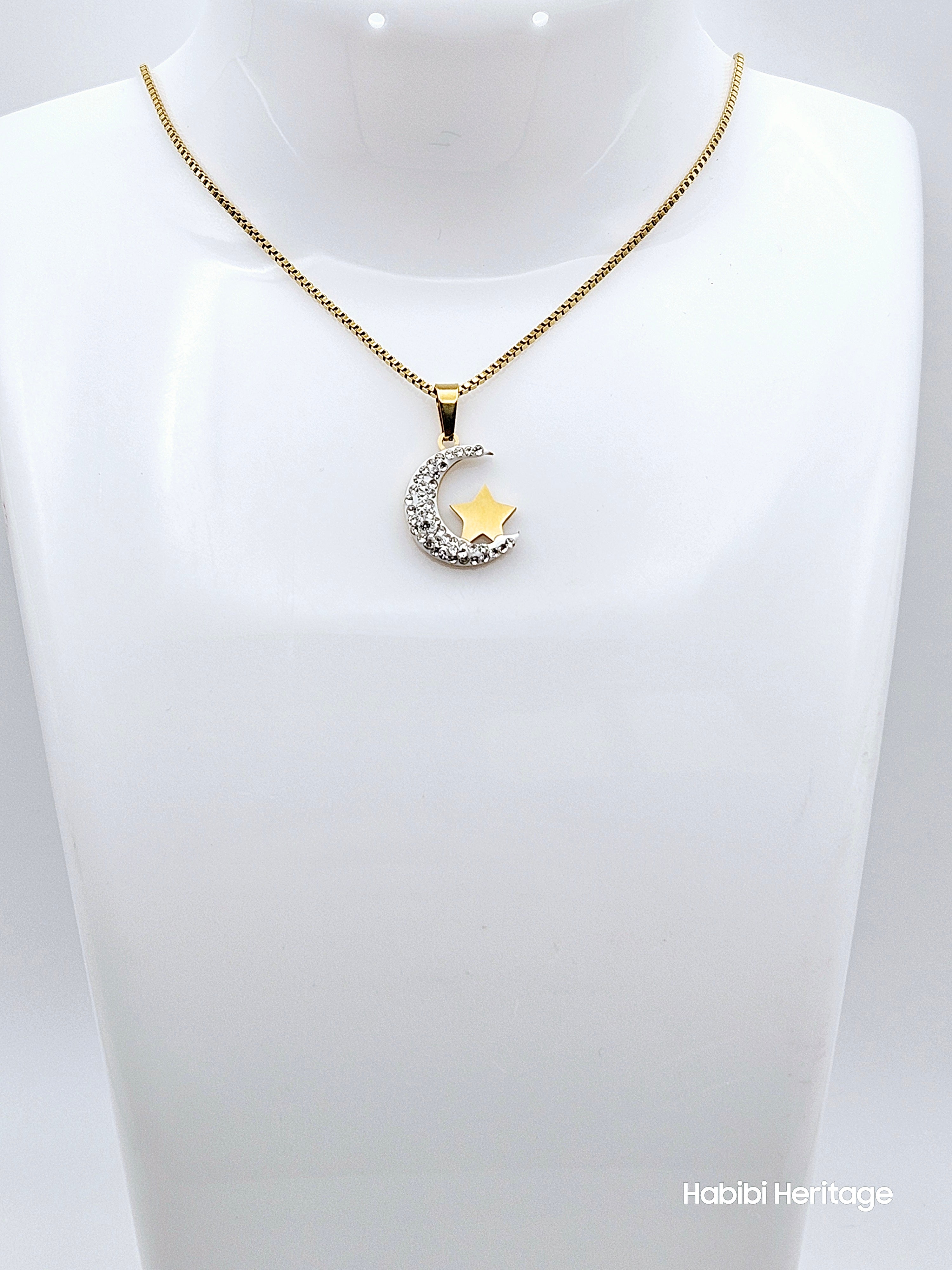 Moon and Star Necklace
