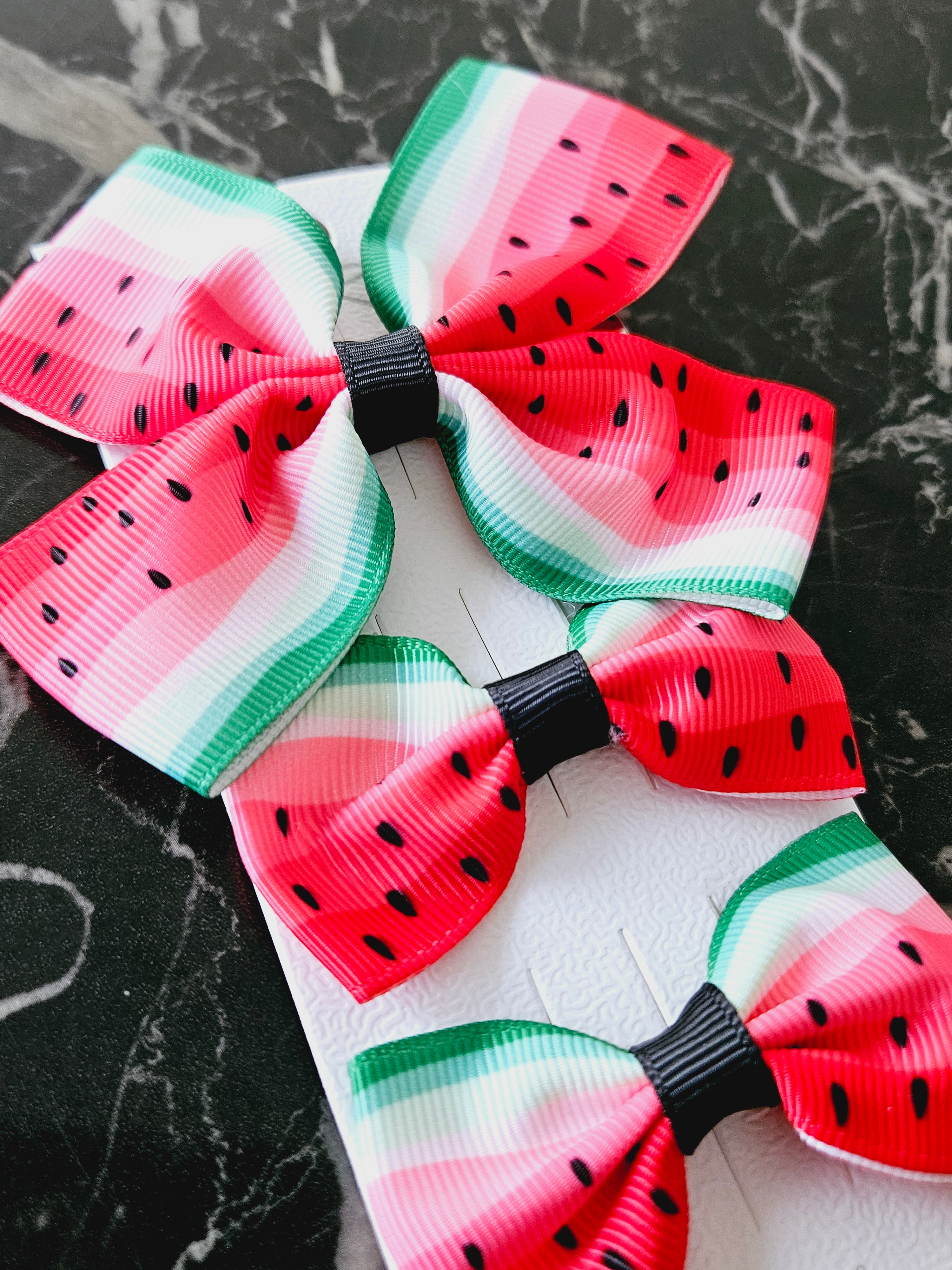 Watermelon Bows Hair Clips - 3 pack - Habibi Heritage