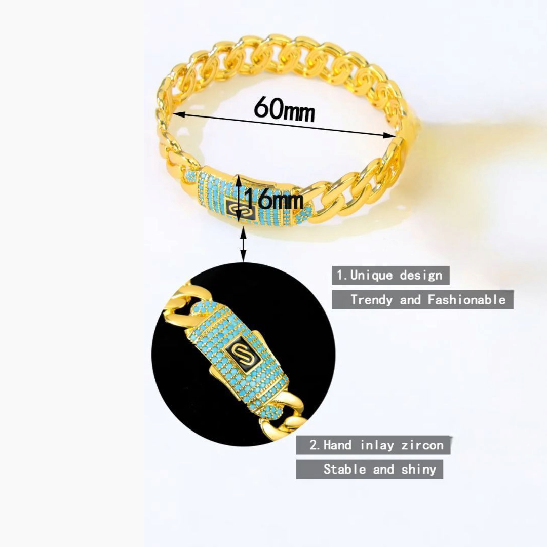Luxury Dubai Style - Italian Design Blue Zircon Bangle & Ring Set
