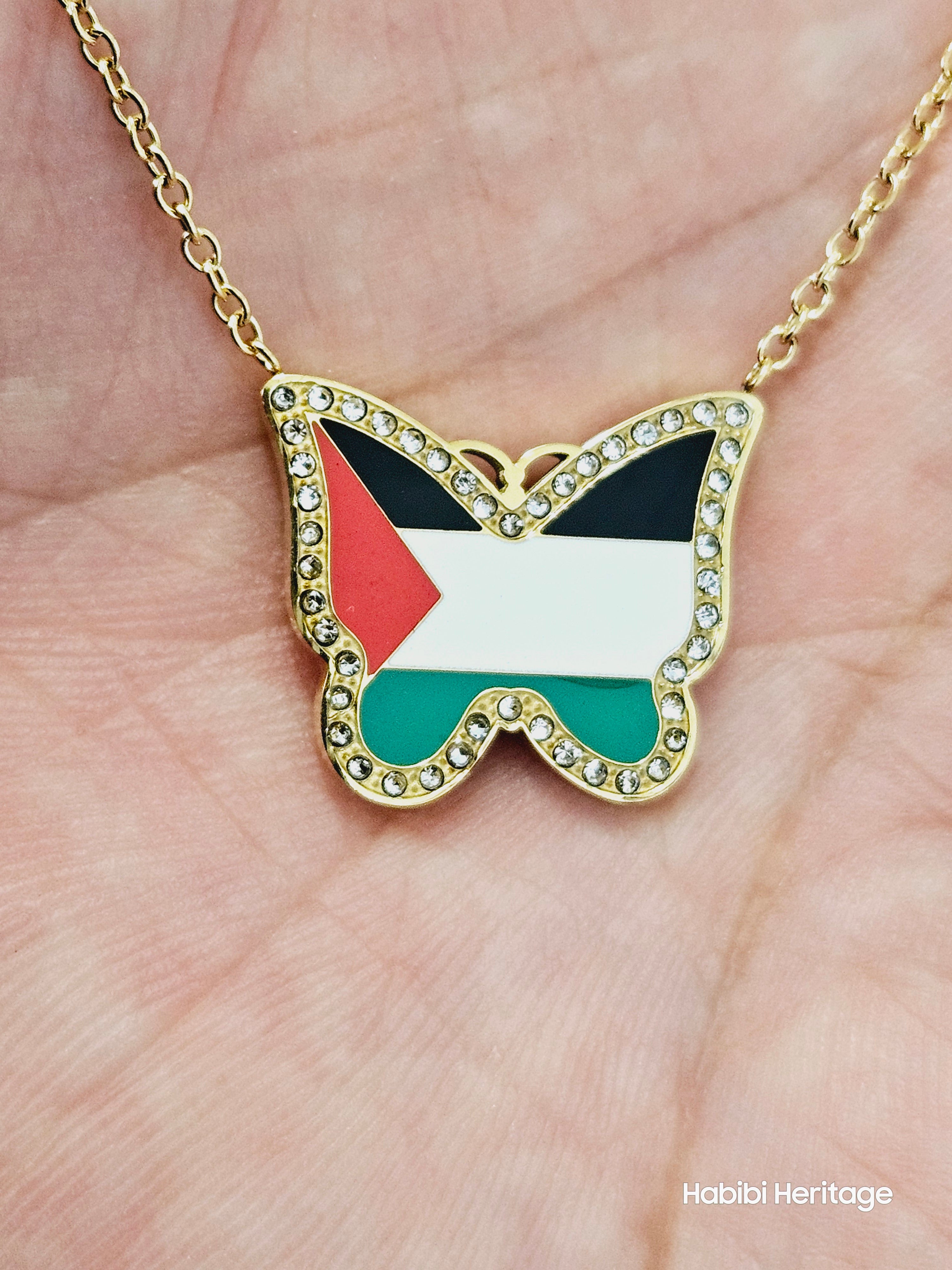Butterfly Palestine Necklace - Habibi Heritage