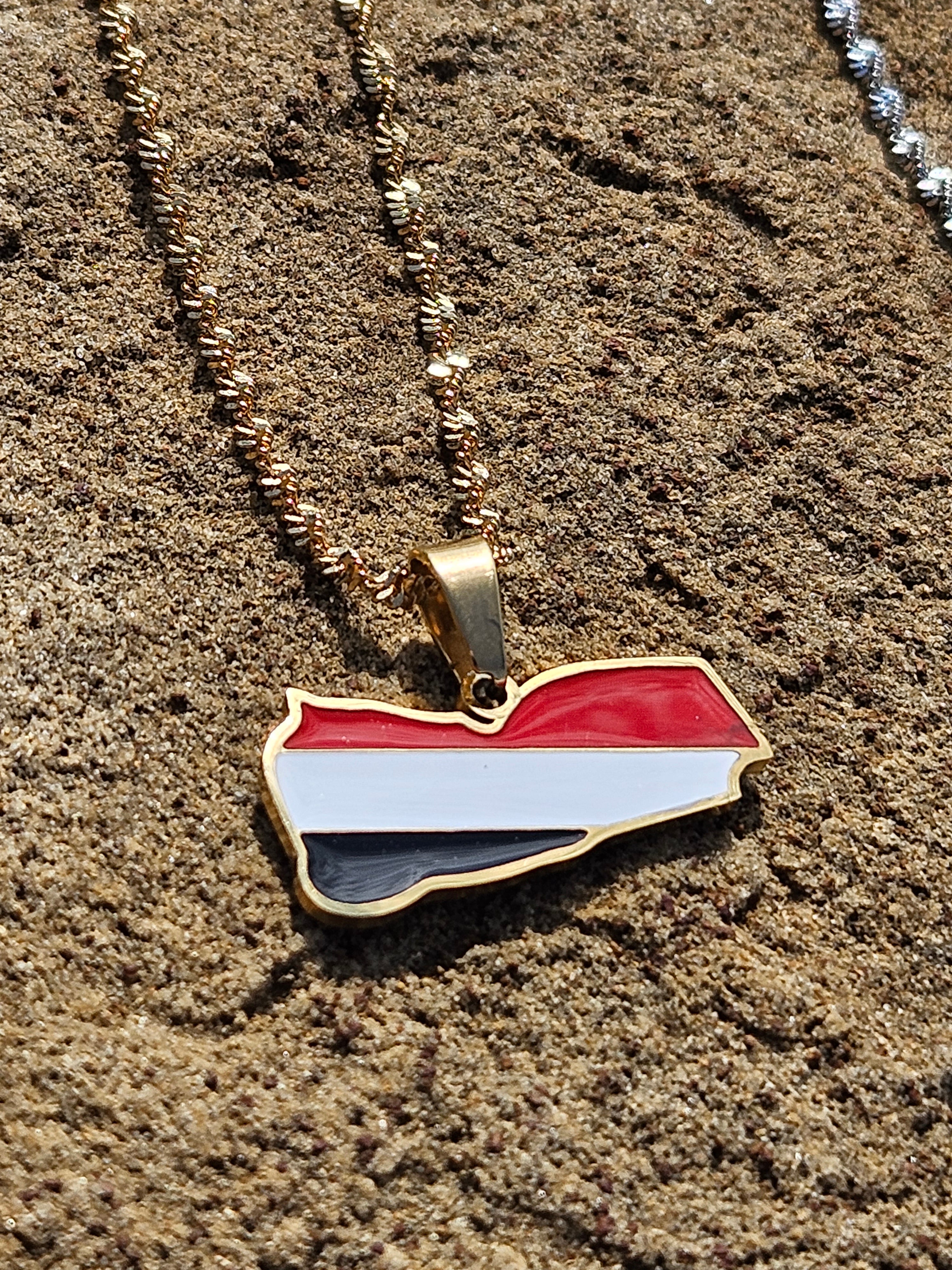Yemen Map Flag Shape Pendent Necklace - Habibi Heritage