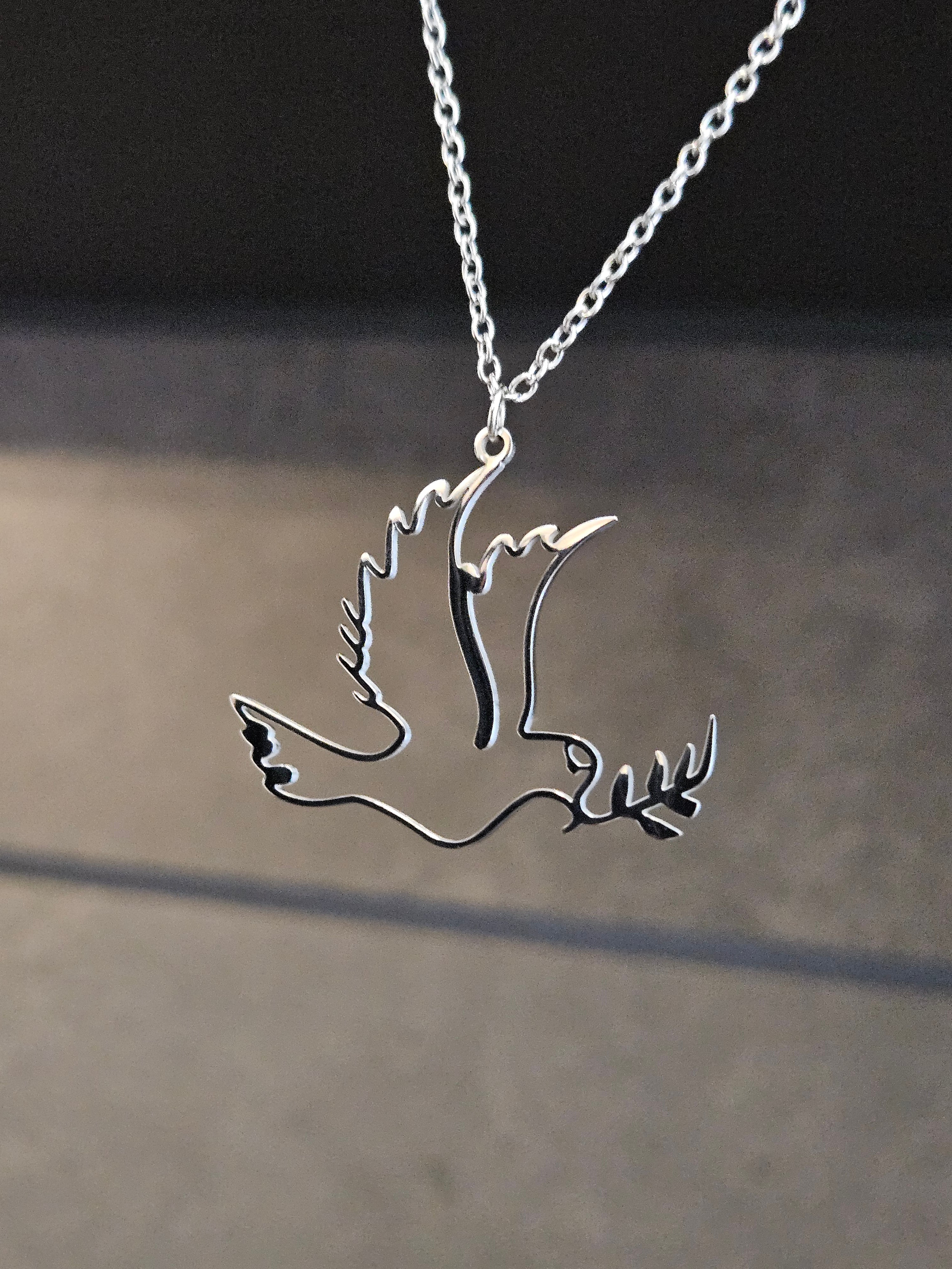 Bird with Olive Branch Necklace