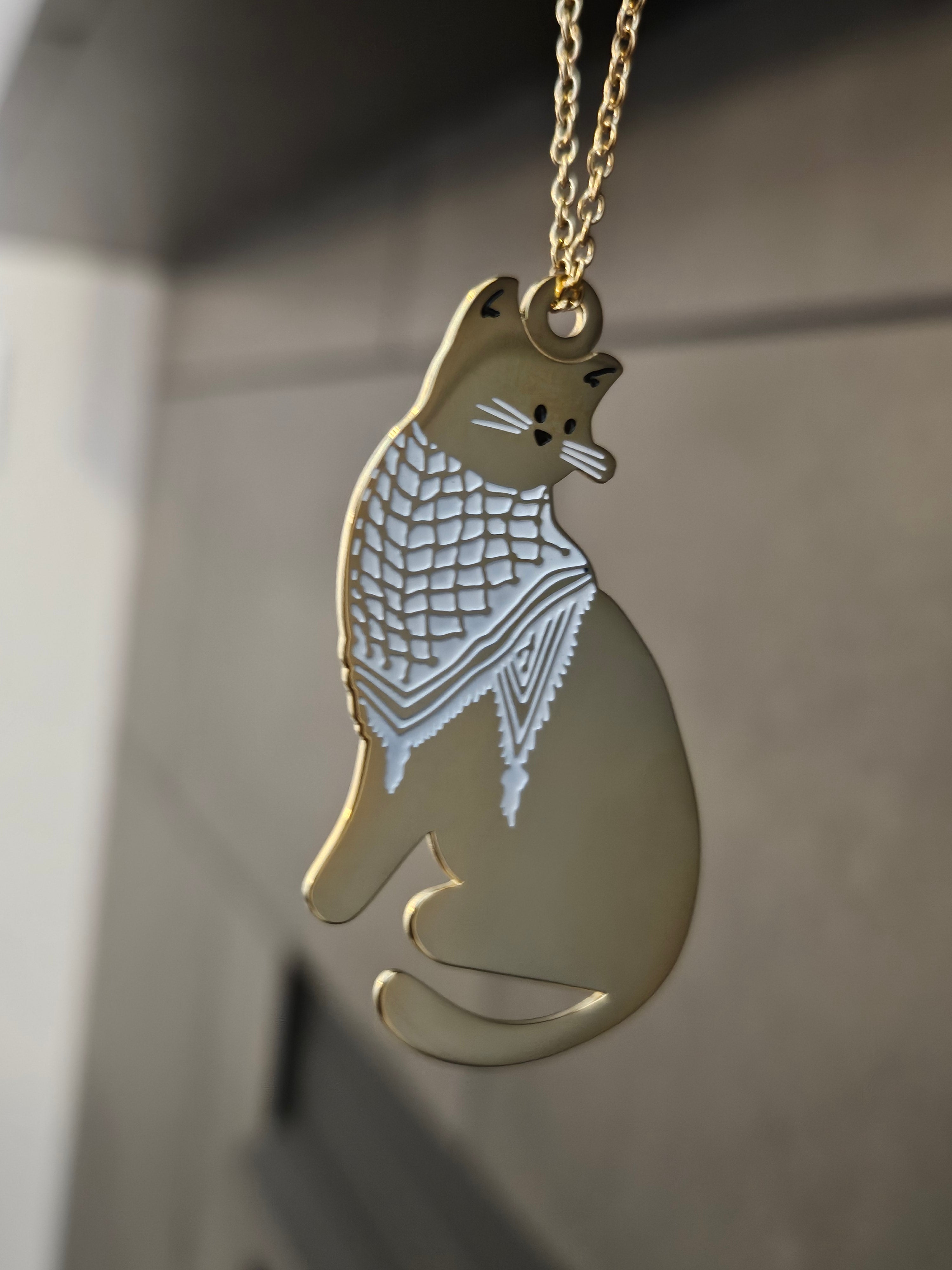 Cat Wearing Keffiyeh Necklace