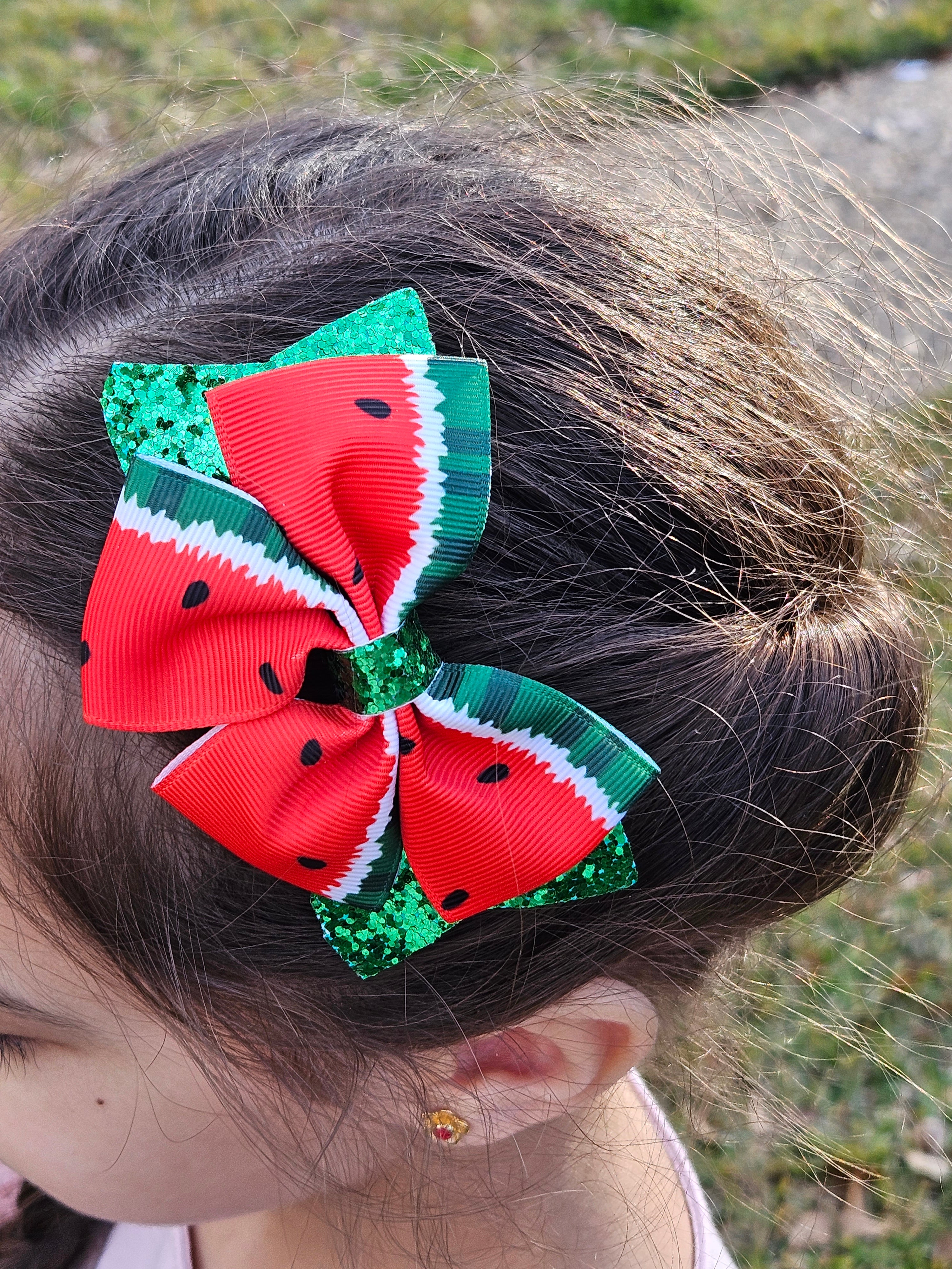 Watermelon Bow Hair Clips 2 pack - Habibi Heritage