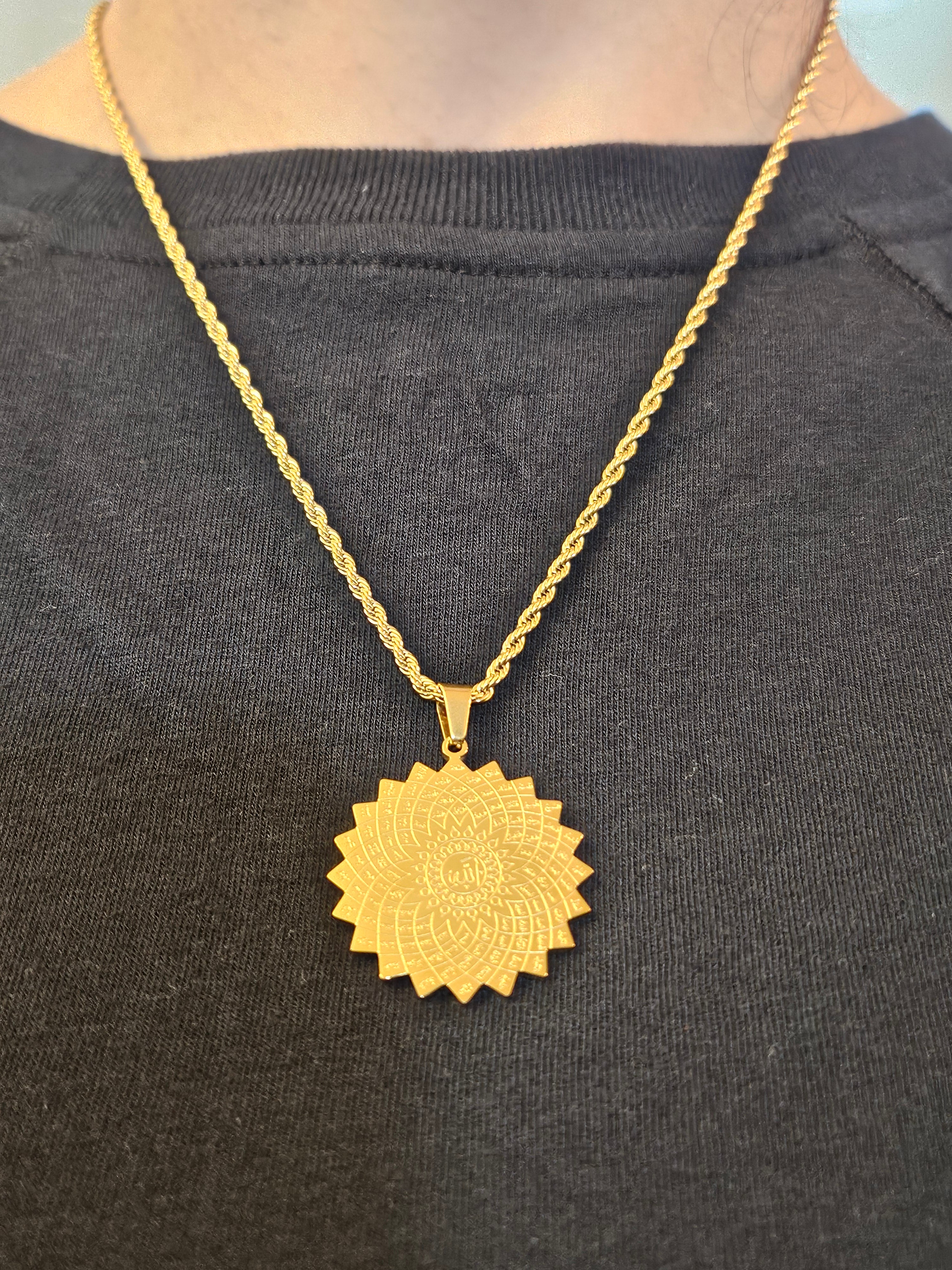 99 Names of Allah Necklace - 18k Gold Plated Stainless Steel God Islamic Jewelry