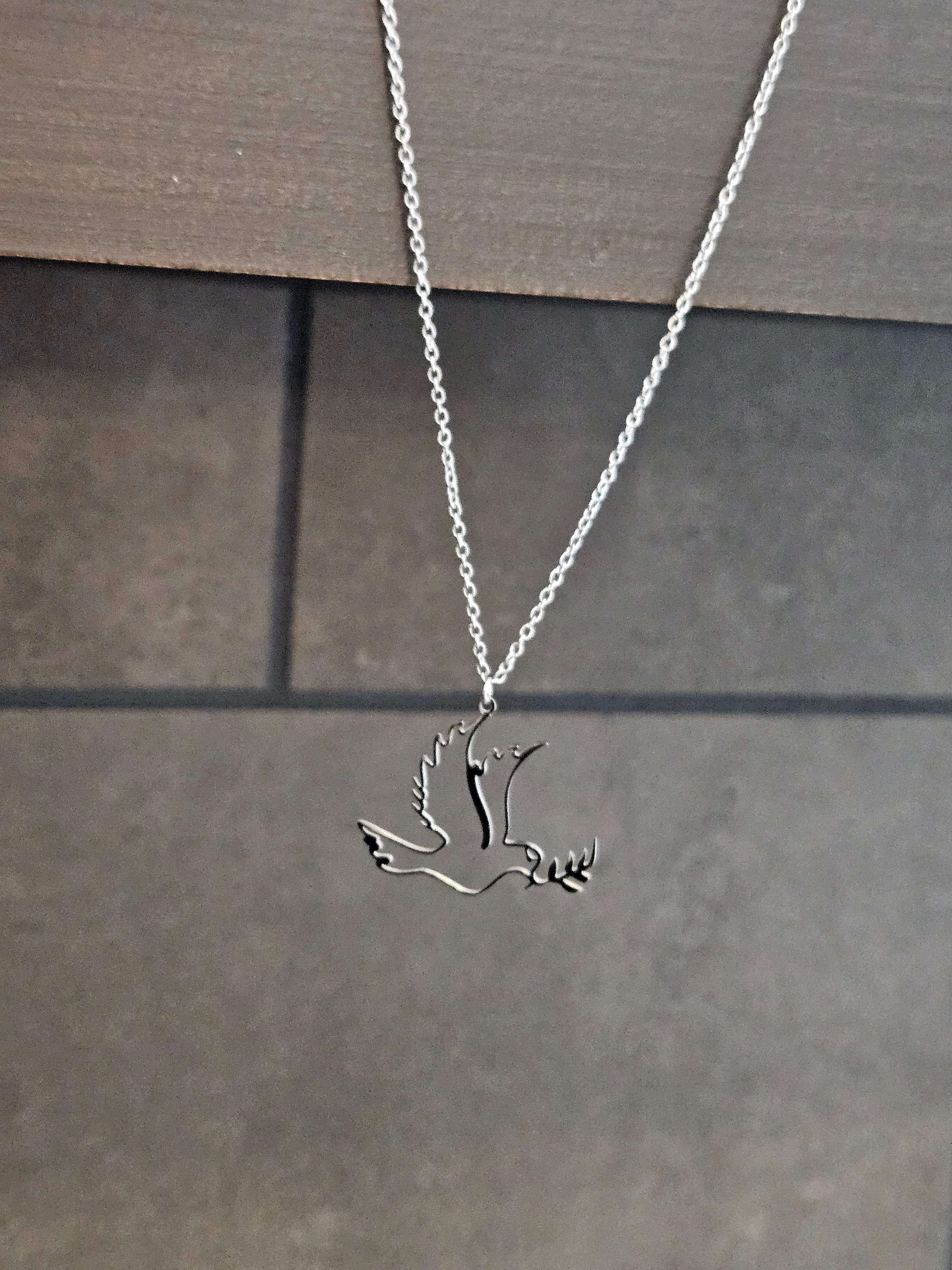 Bird with Olive Branch Necklace