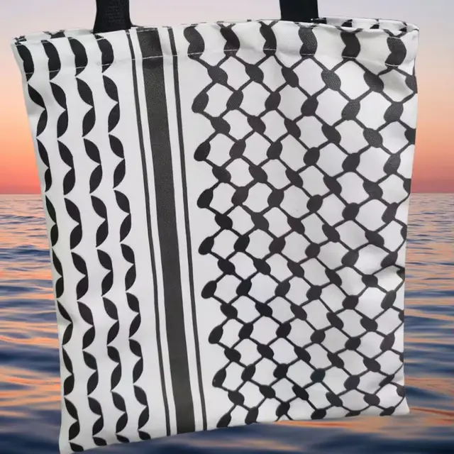 Keffiyeh Pattern Canvas Tote Bag – Double-Sided Design