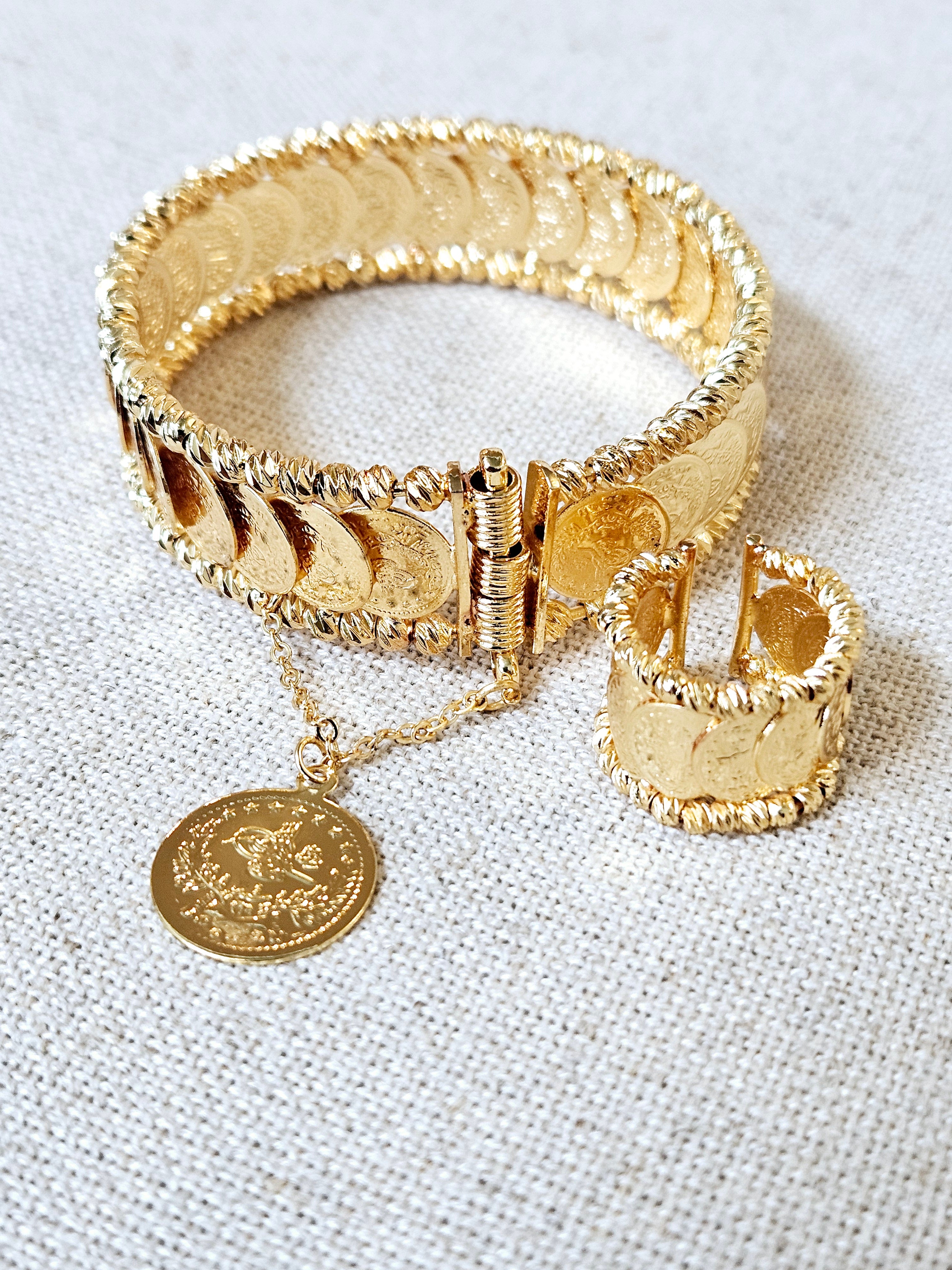 Arabic Coin Style Bracelet and Ring Set