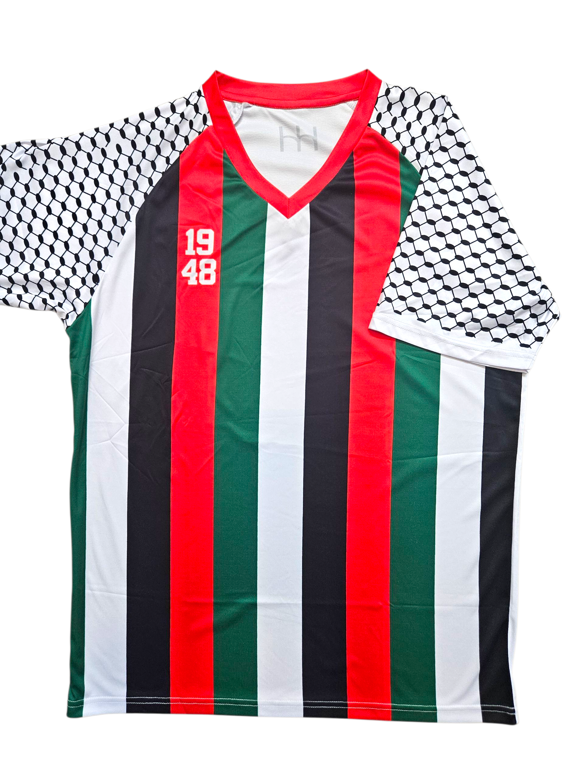 New Palestine Soccer Jersey Dri-Fit - 2 Styles keffiyeh Sleeves Embroidery