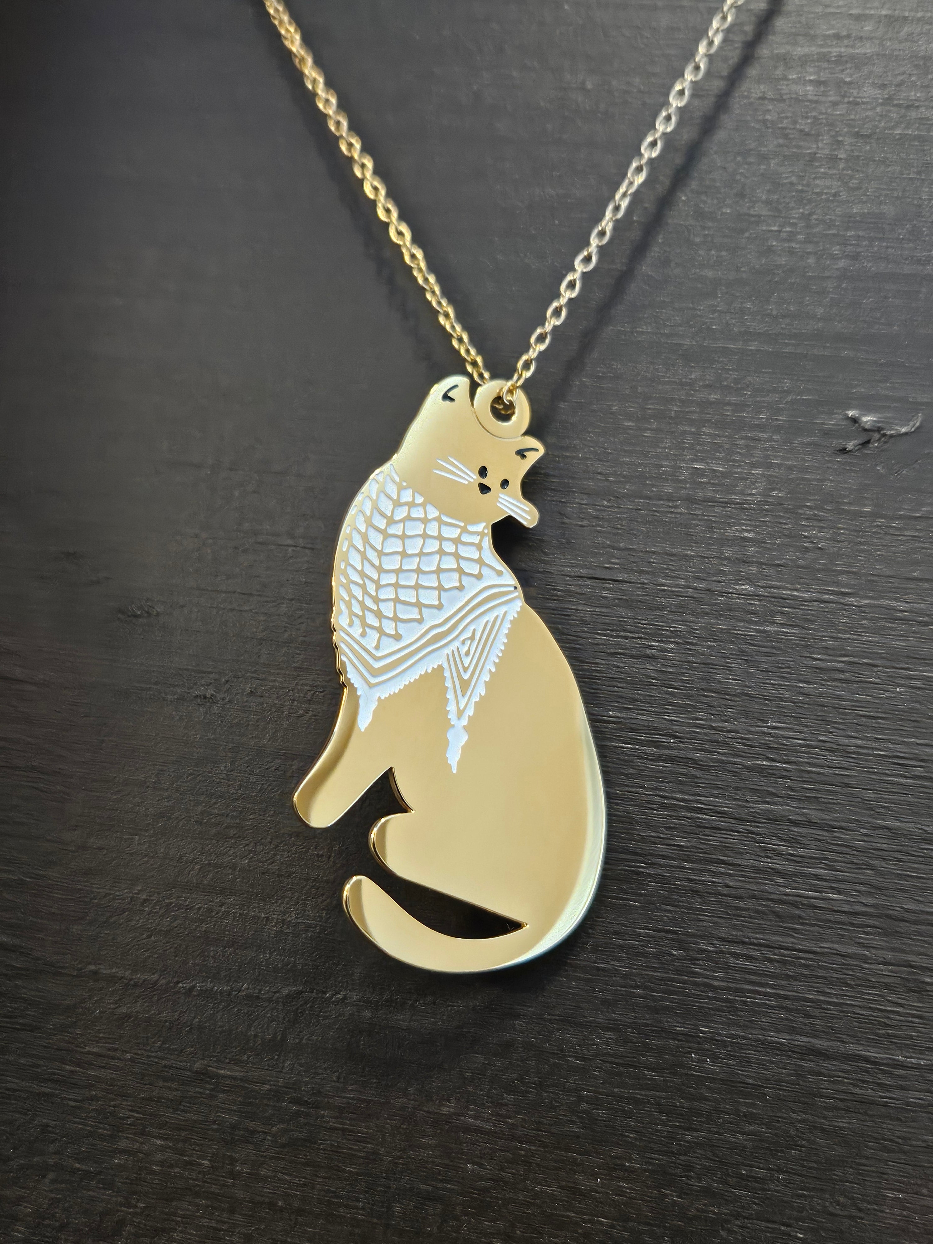 Cat Wearing Keffiyeh Necklace