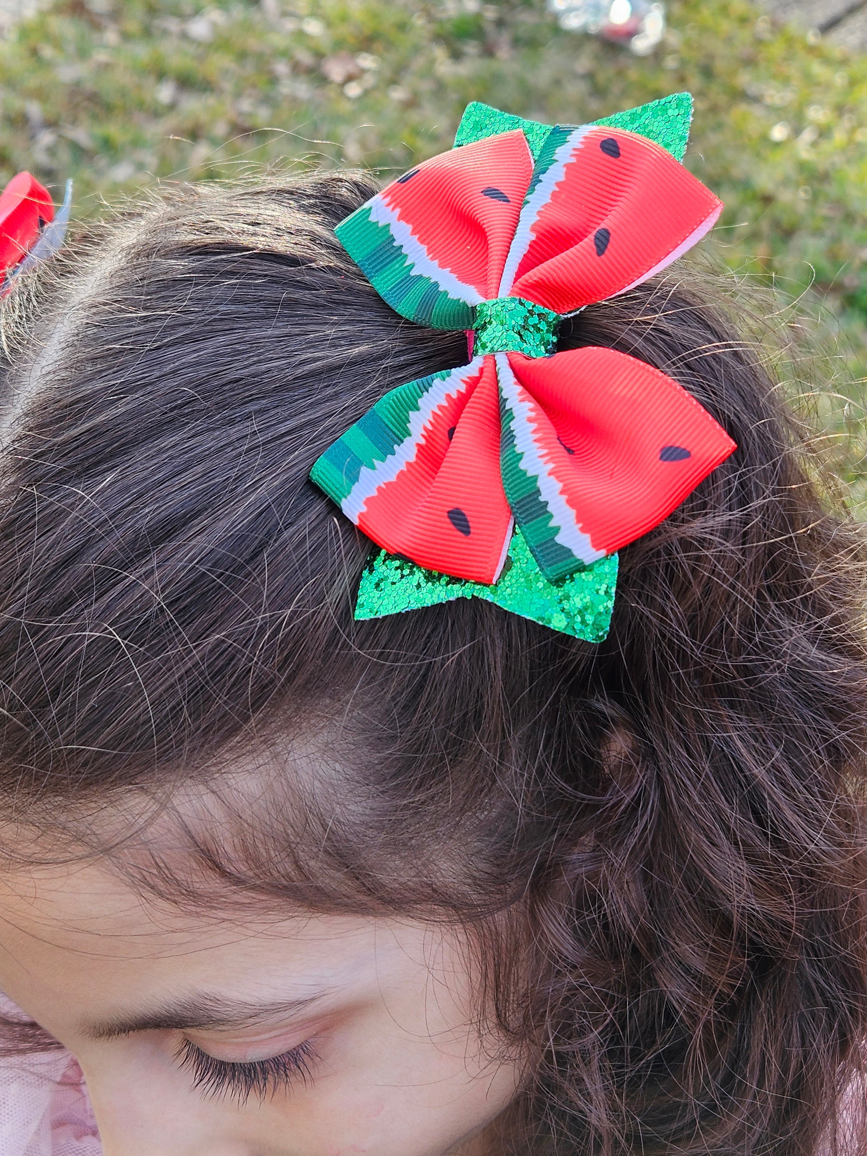 Watermelon Bow Hair Clips 2 pack - Habibi Heritage