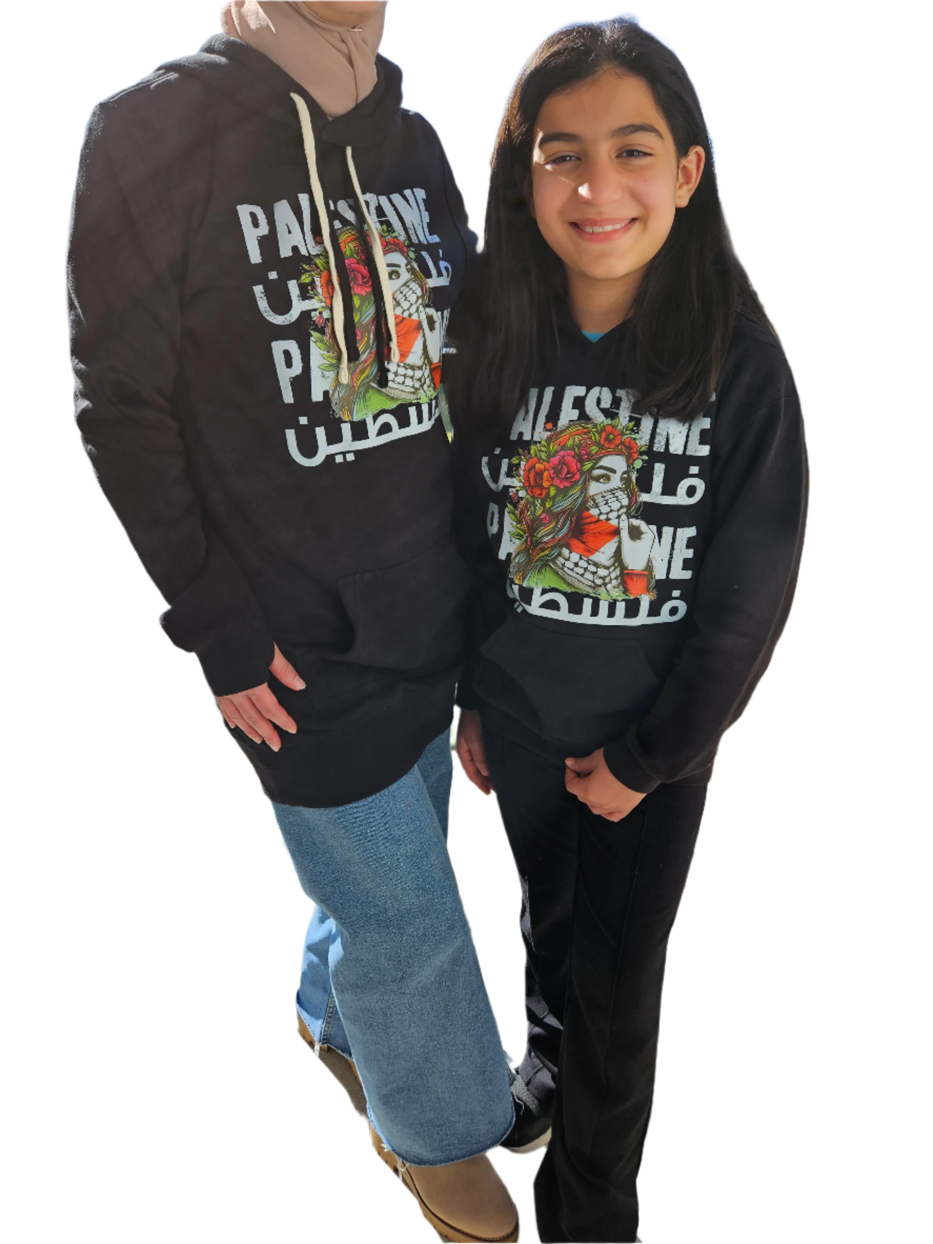 Palestine Flower Lady Hoodie Dress - Adult (hoodie dress) & Kids (regular hoodie) - Habibi Heritage
