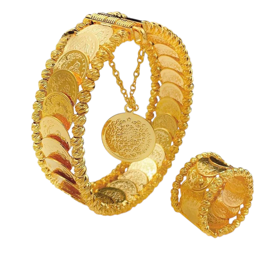 Arabic Coin Style Bracelet and Ring Set