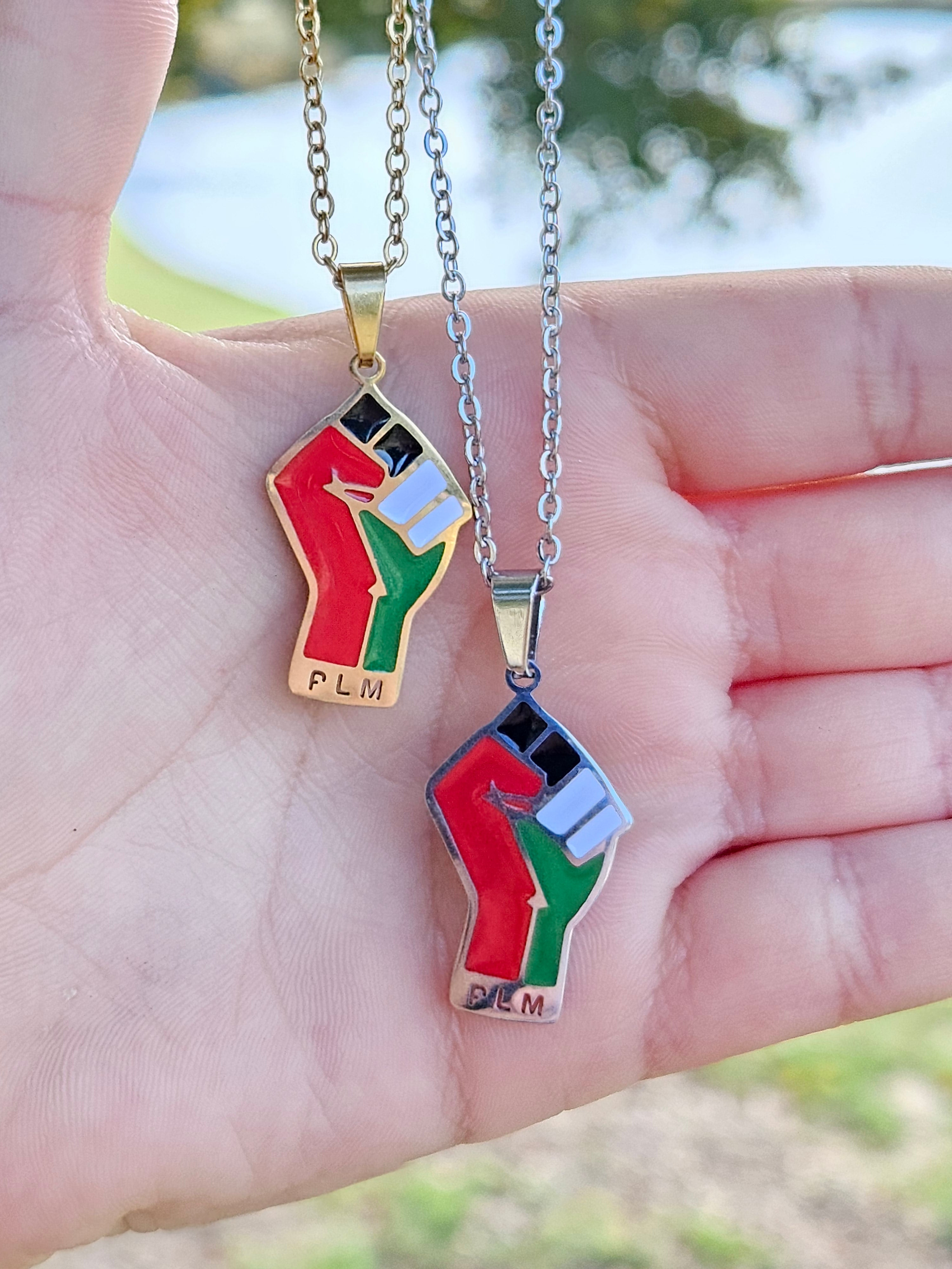 Palestine Fist PLM Pendent Necklace - Habibi Heritage