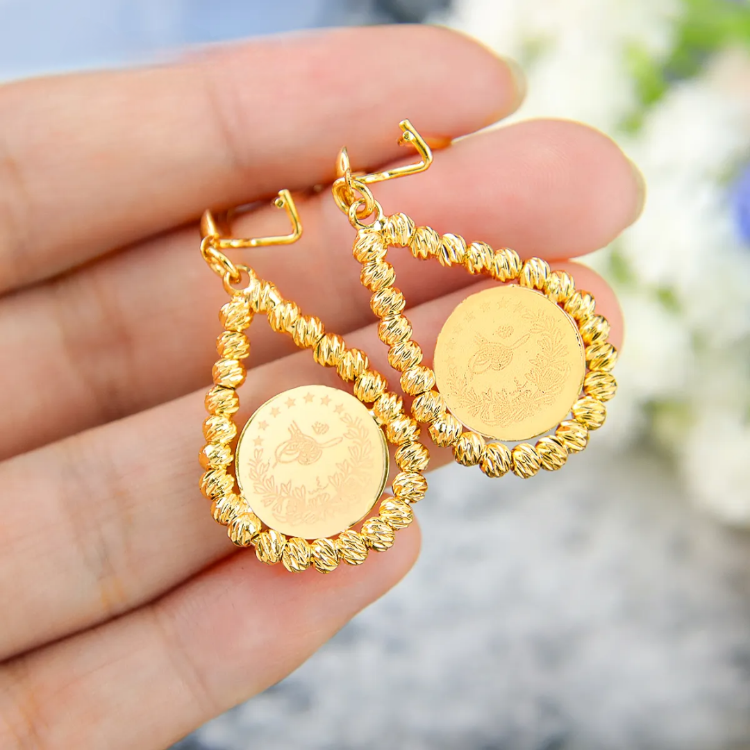 Lira Arabic Coin Hoop Earrings – Timeless Elegance