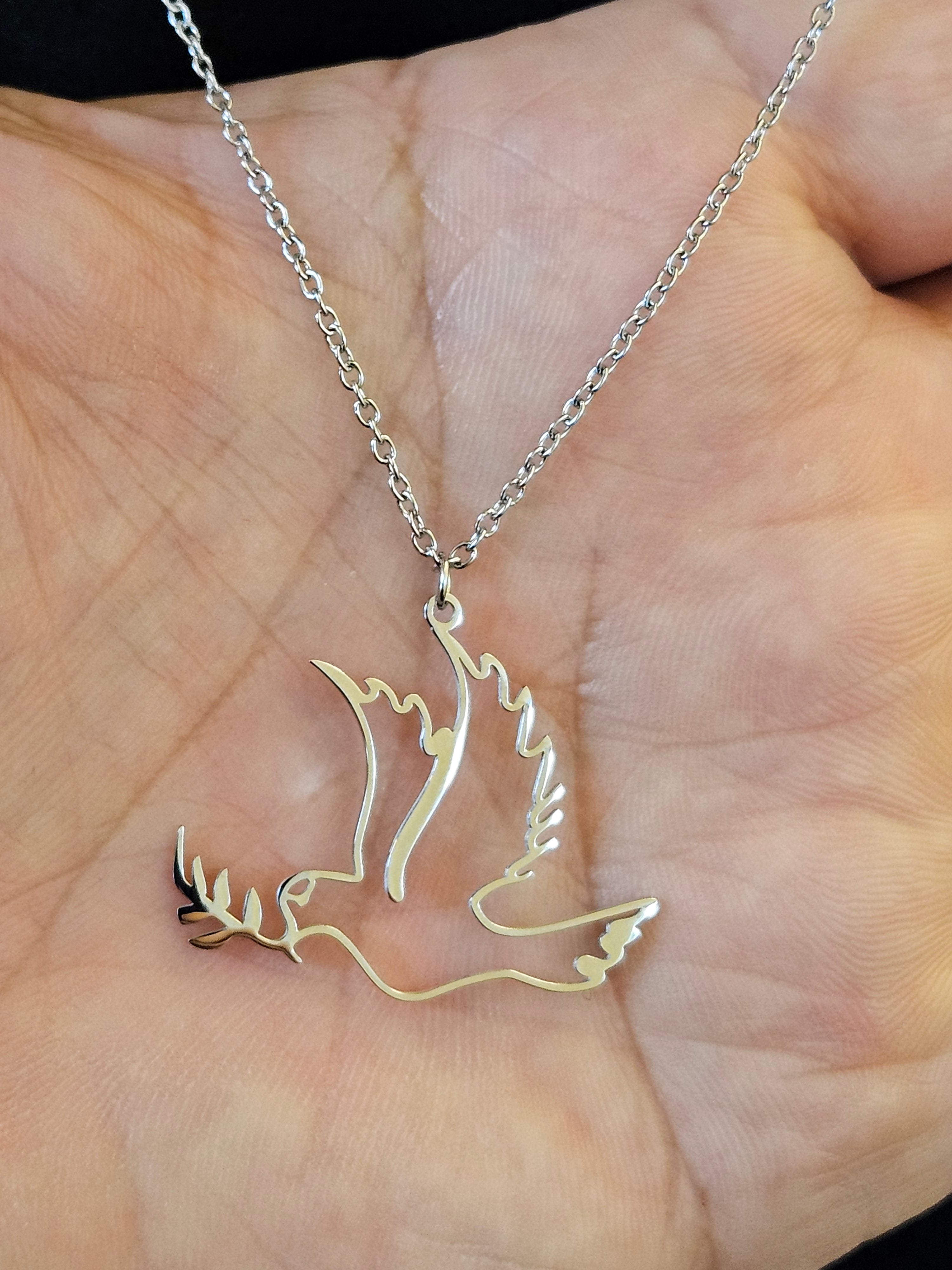 Bird with Olive Branch Necklace