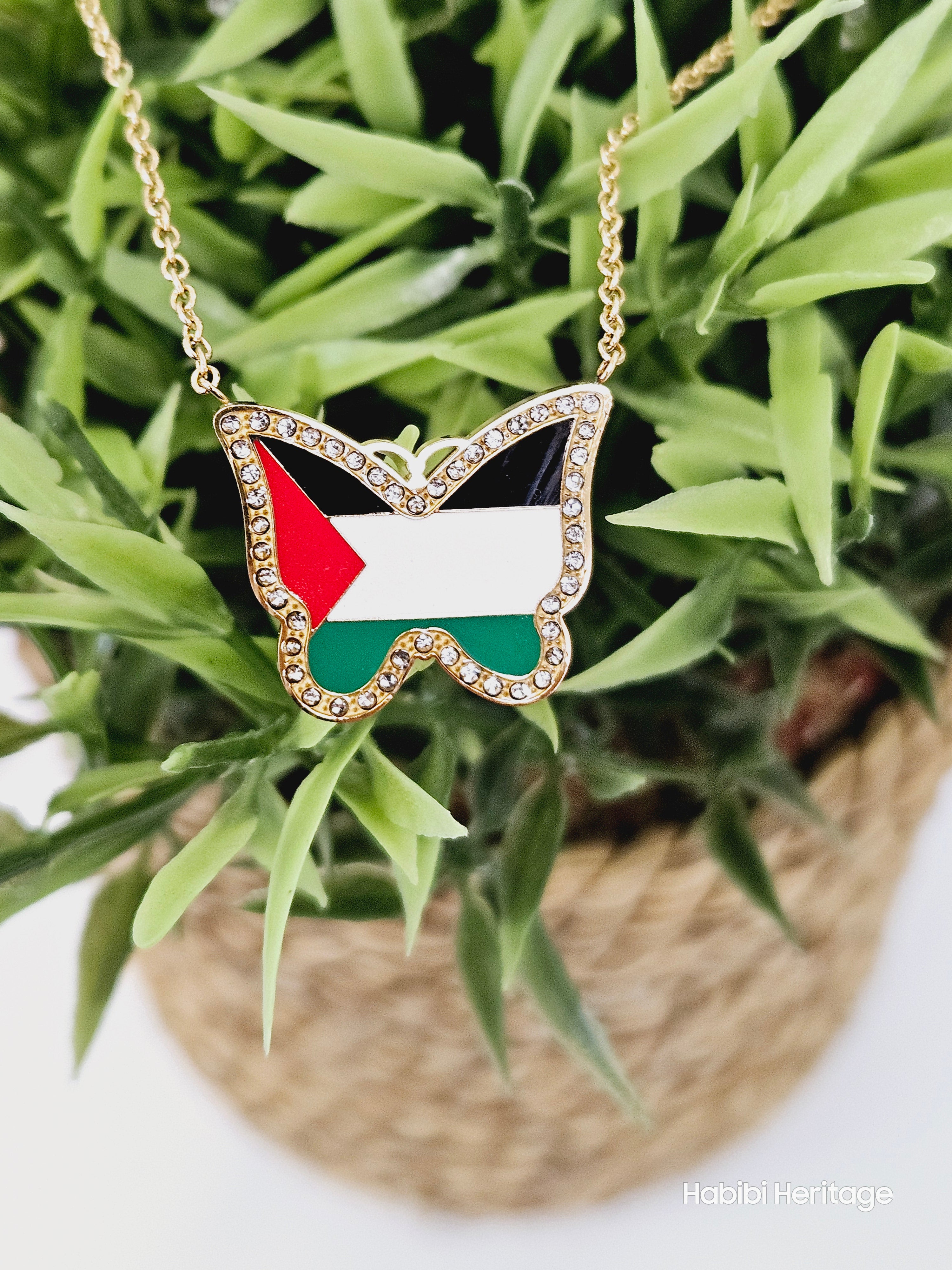 Butterfly Palestine Necklace - Habibi Heritage
