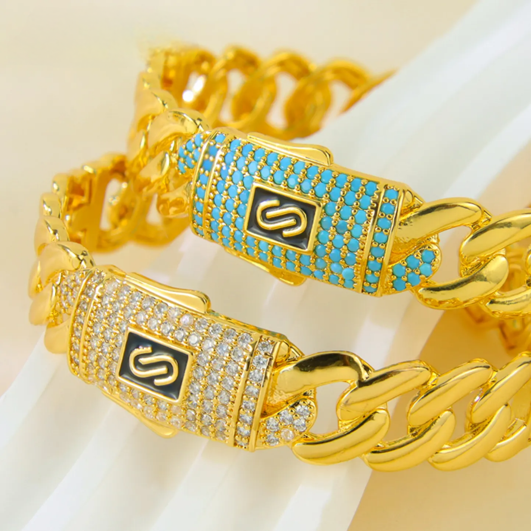 Luxury Dubai Style - Italian Design Blue Zircon Bangle & Ring Set
