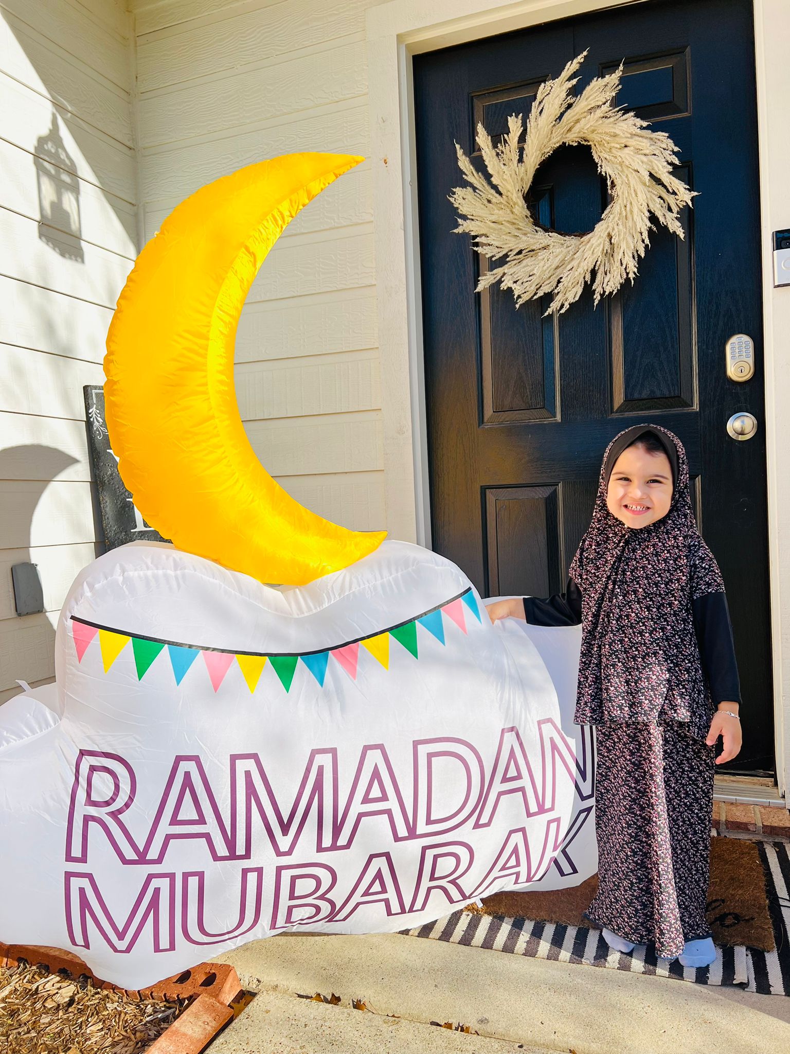 Ramadan & Eid Mubarak Inflatable Double Sided Moon Decoration