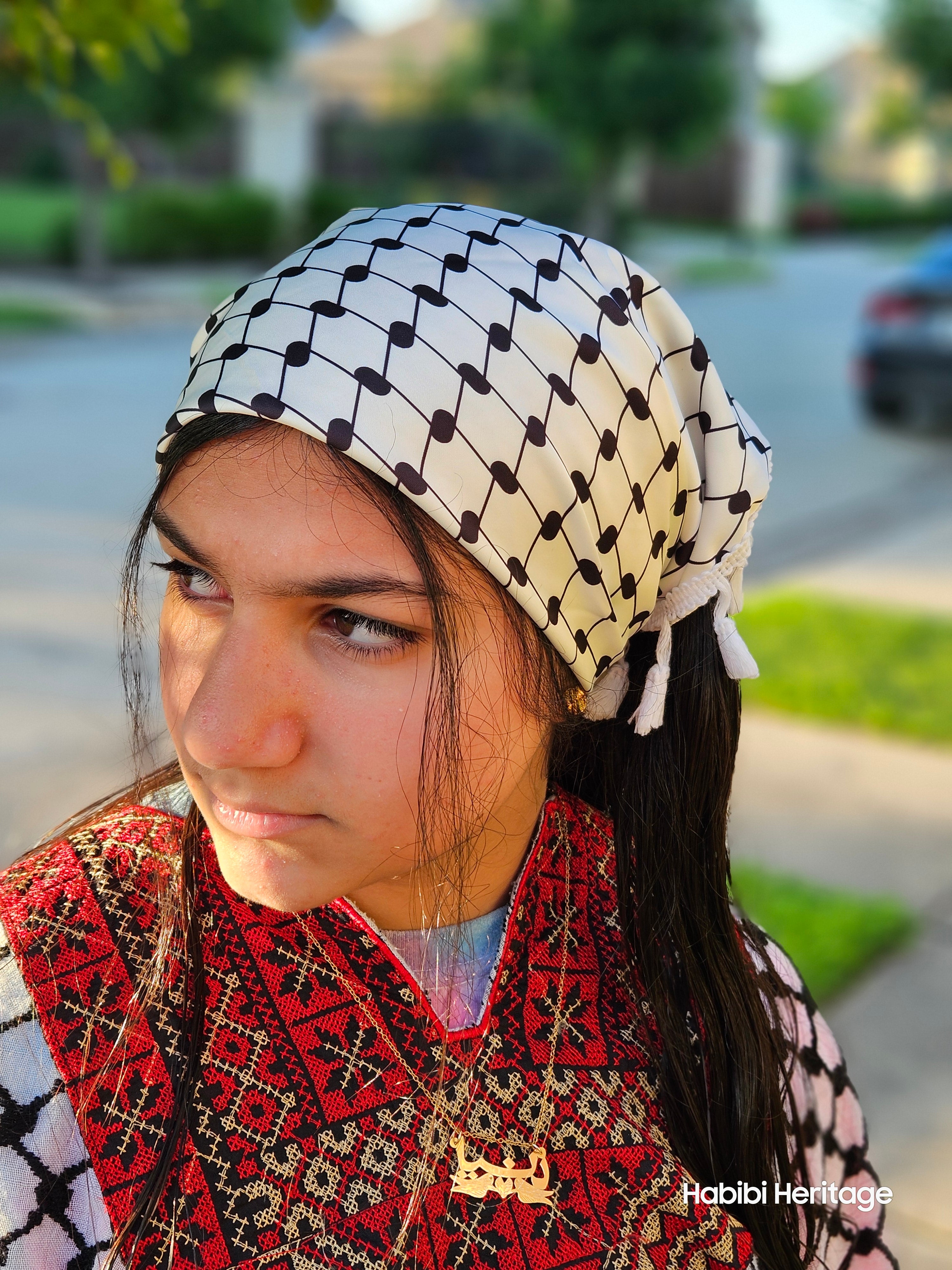 Keffiyeh Hatta Hair Head Scarf Bandana with Lace