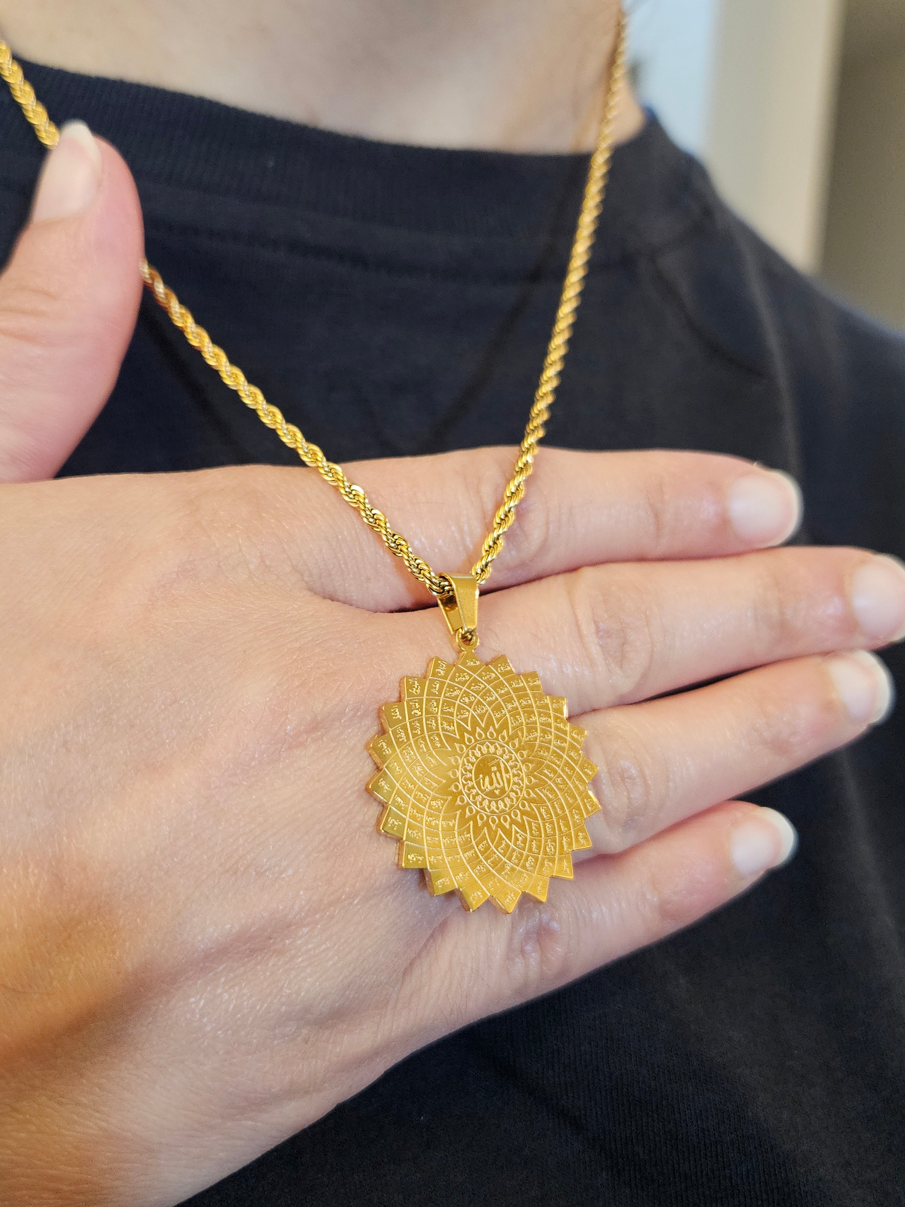 99 Names of Allah Necklace - 18k Gold Plated Stainless Steel God Islamic Jewelry