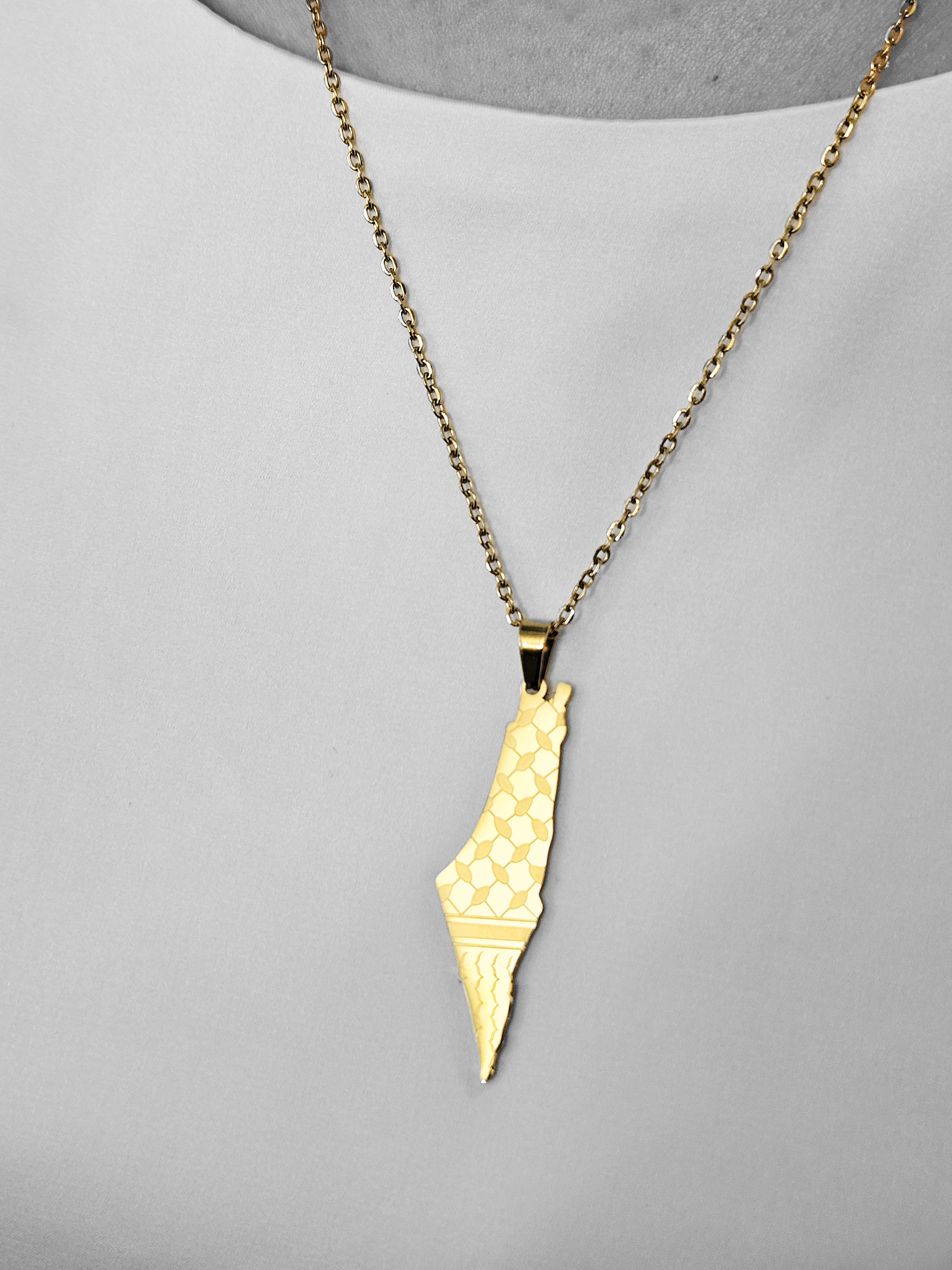 Palestine Map Keffiyeh Pattern Necklace