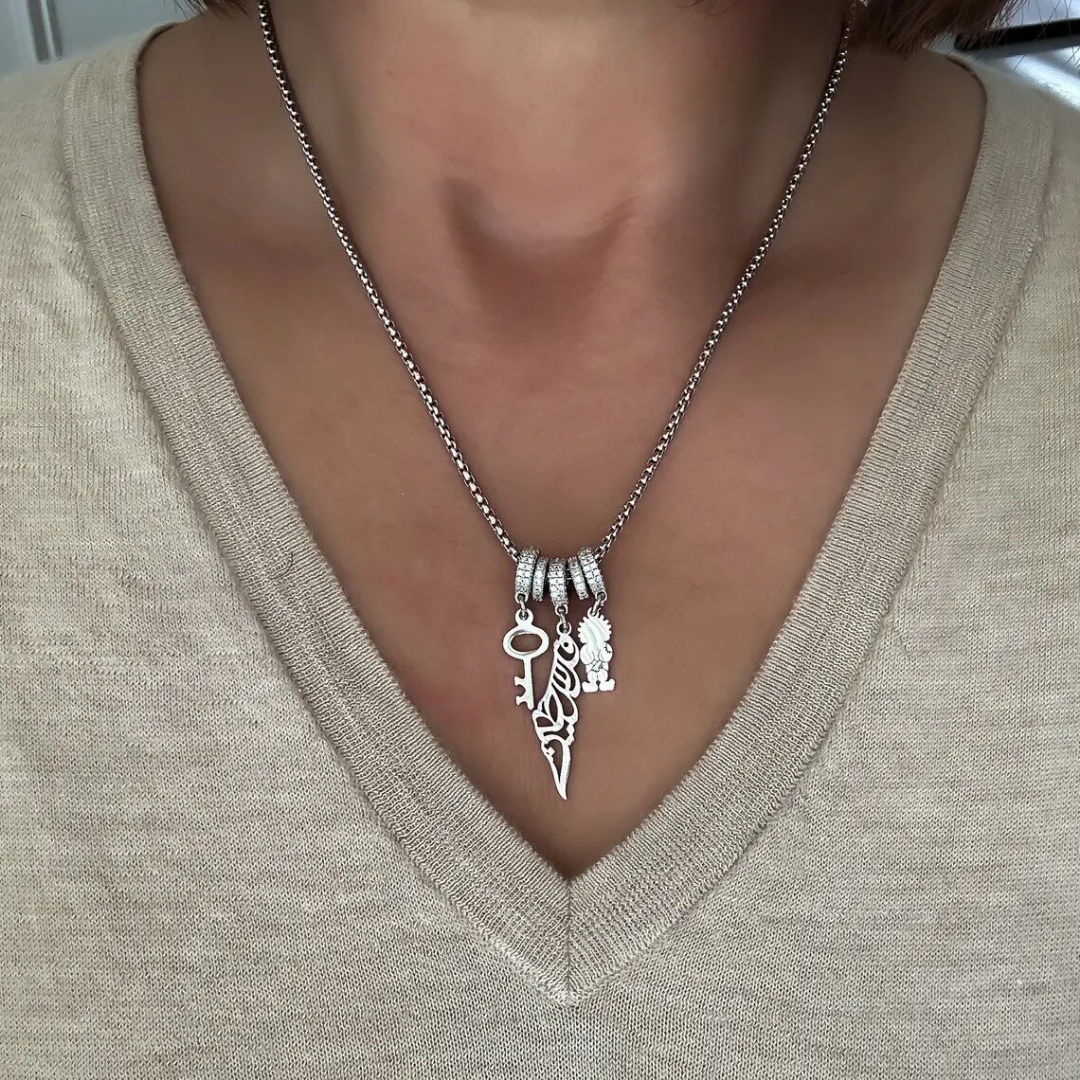 Palestine Handala Key Three  Charm Necklace