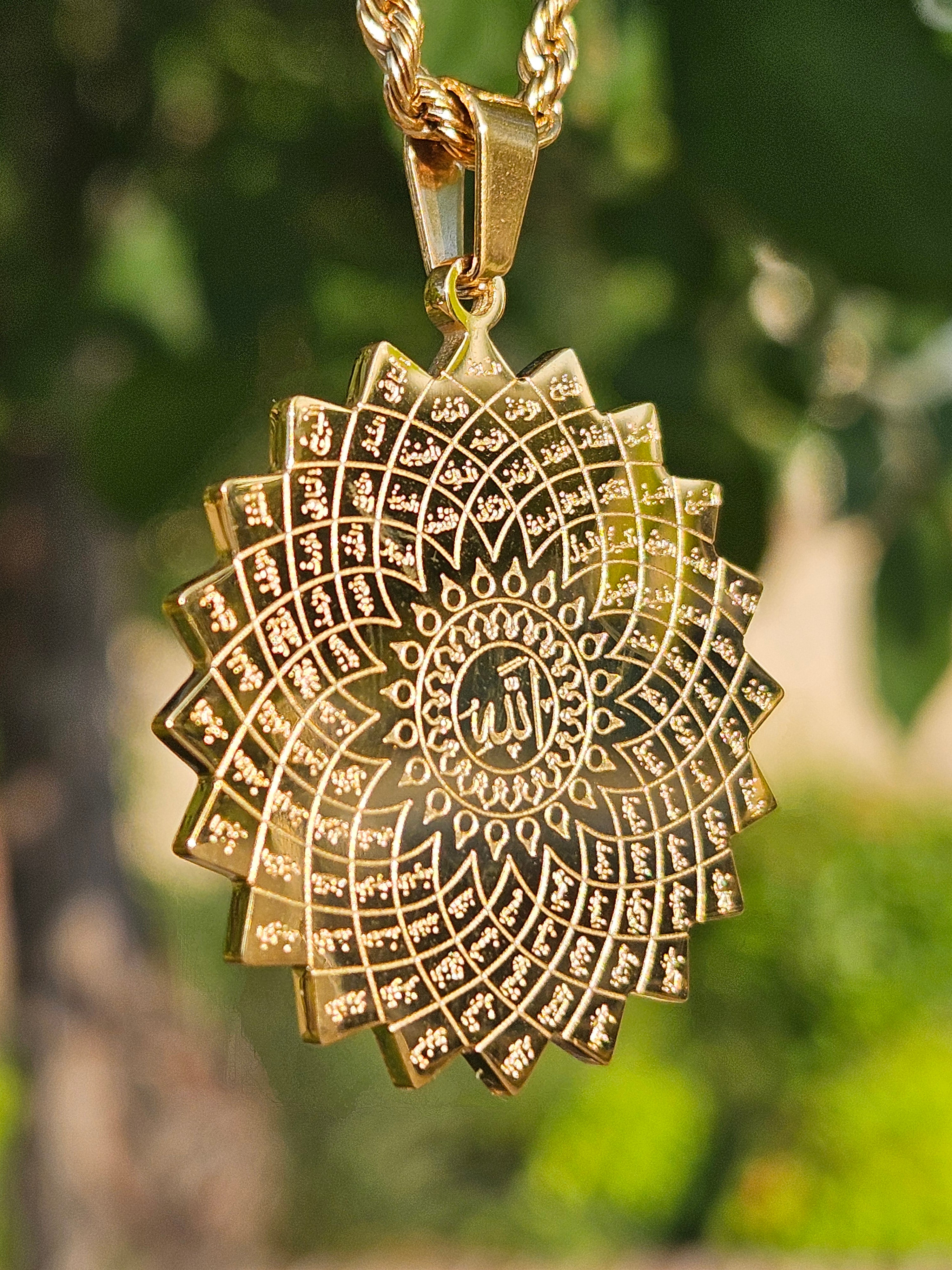 99 Names of Allah Necklace - 18k Gold Plated Stainless Steel God Islamic Jewelry