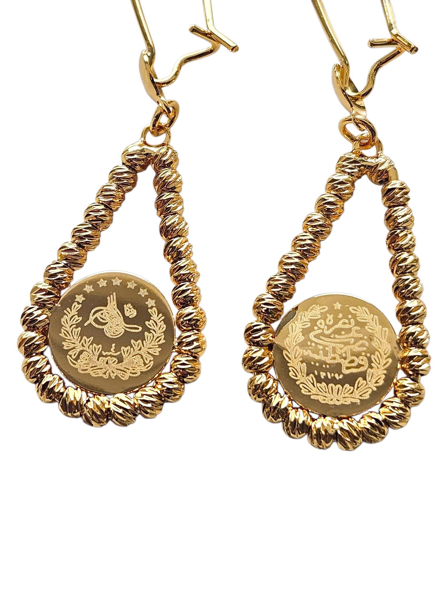 Lira Arabic Coin Hoop Earrings – Timeless Elegance