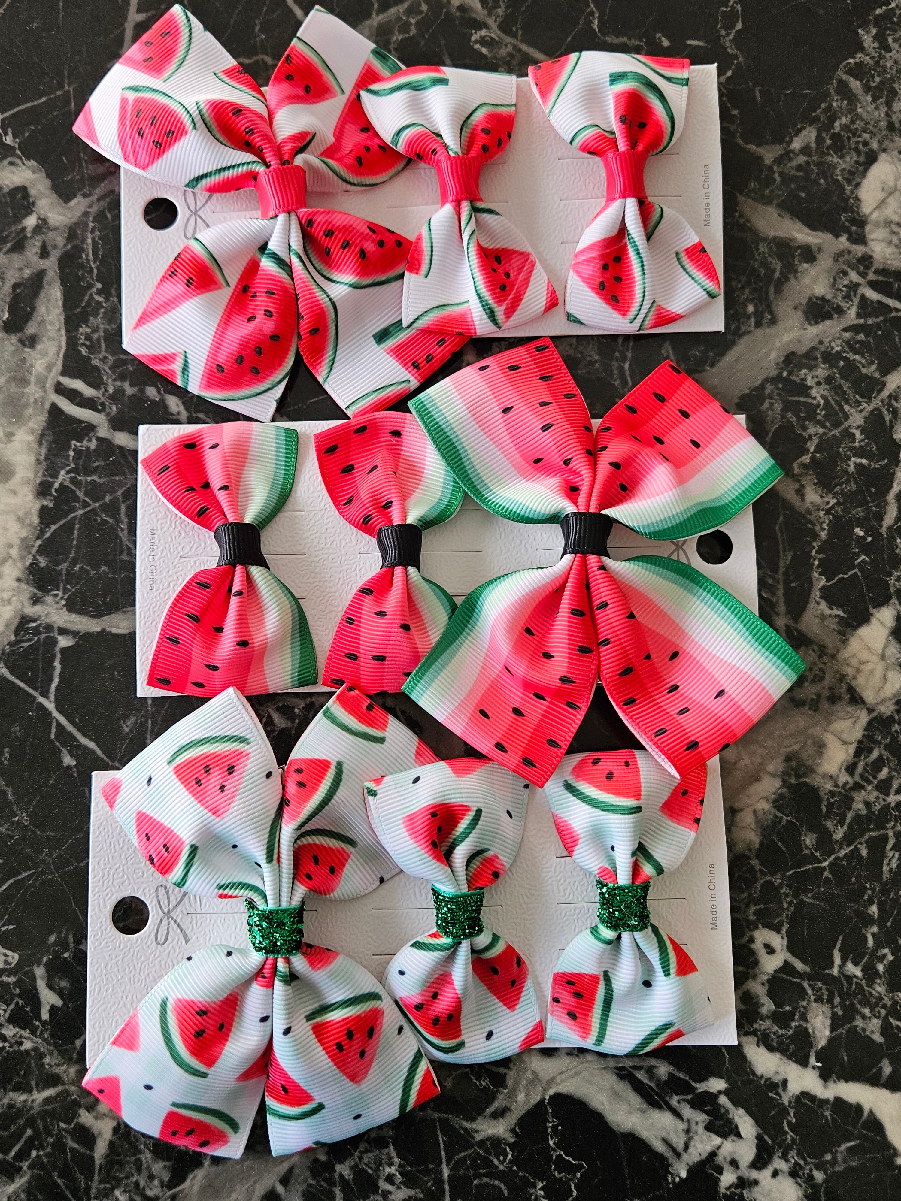Watermelon Bows Hair Clips - 3 pack - Habibi Heritage