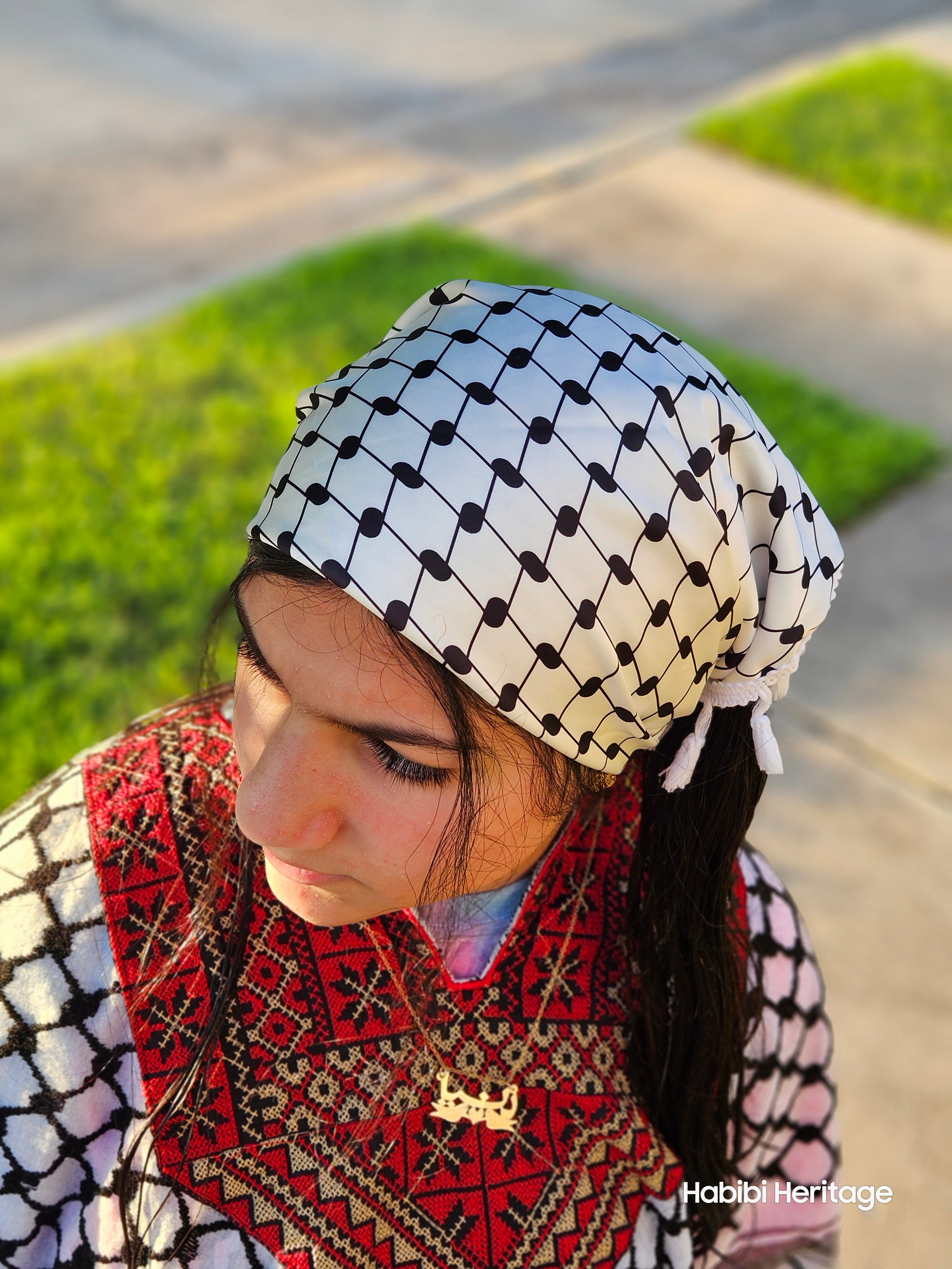 Keffiyeh Hatta Hair Head Scarf Bandana with Lace