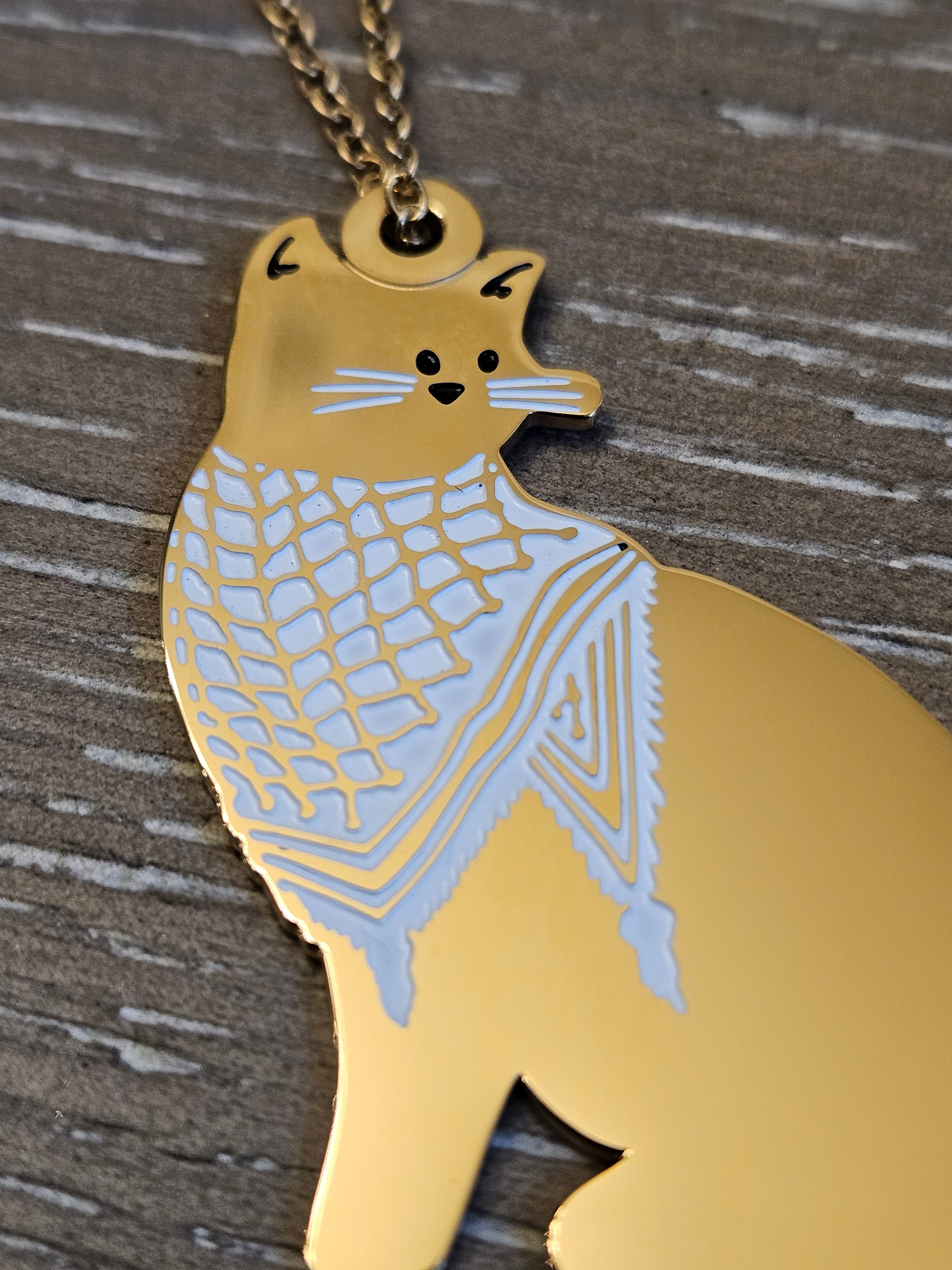 Cat Wearing Keffiyeh Necklace