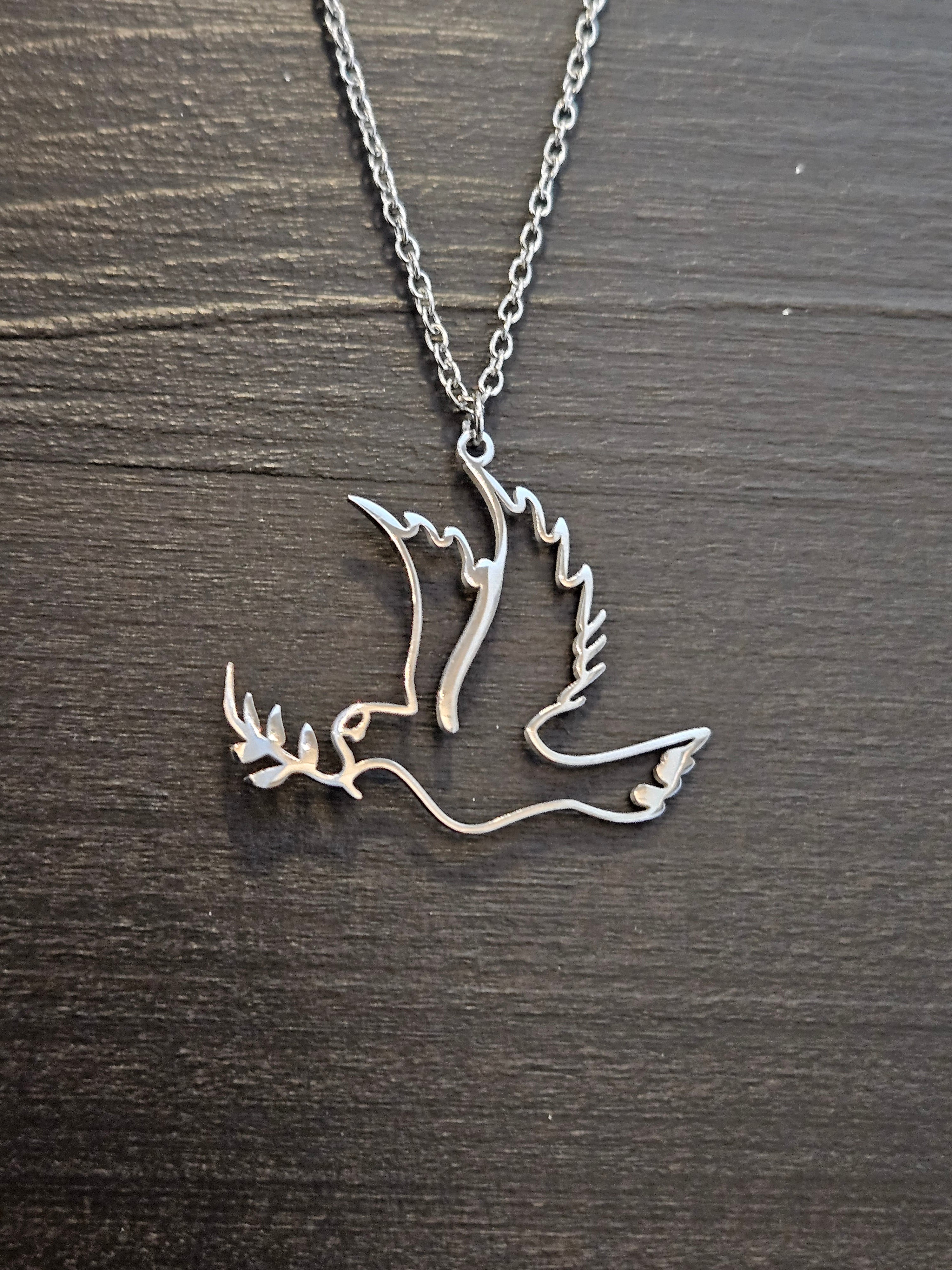 Bird with Olive Branch Necklace
