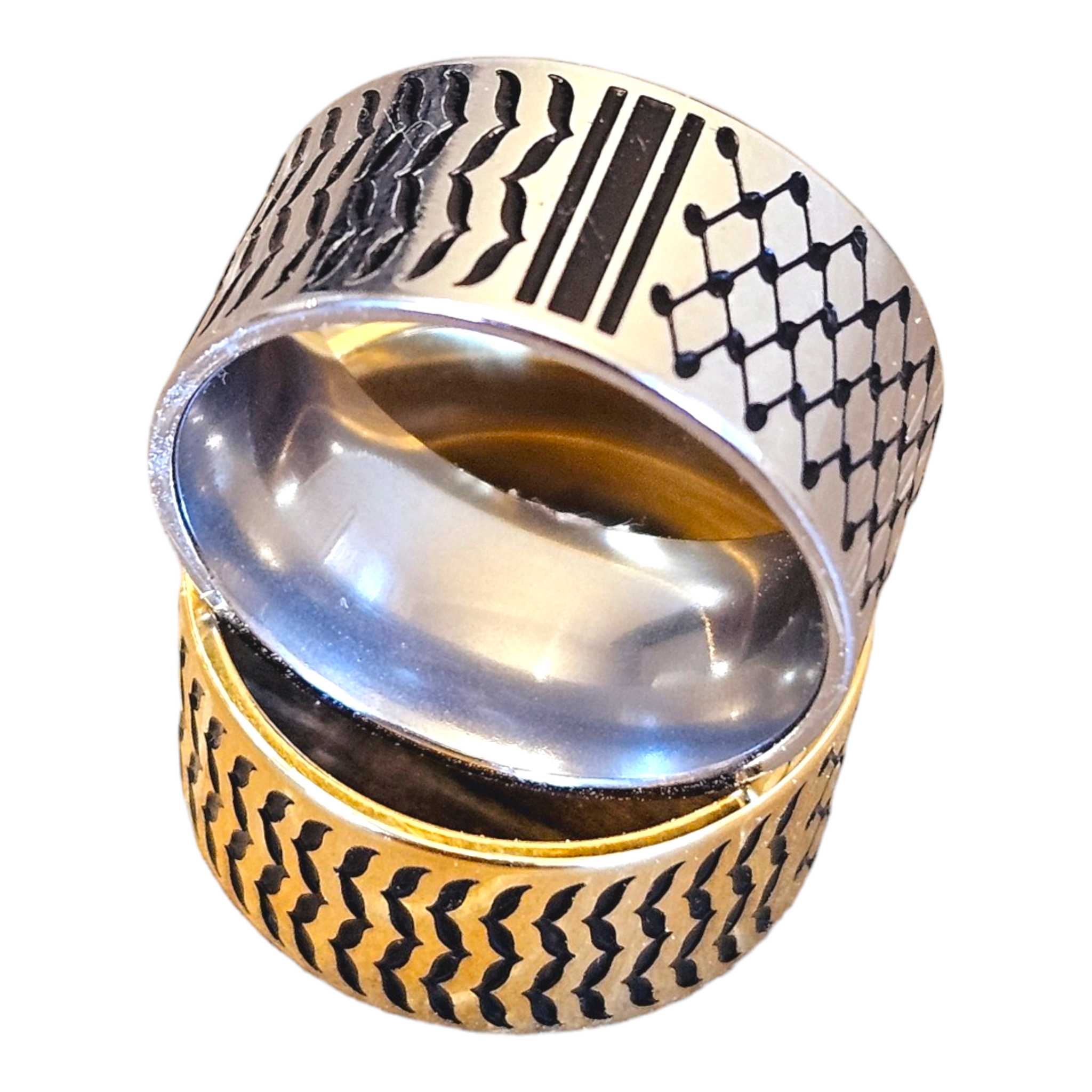 Keffiyeh Stainless Steel Ring – Bold & Cultural Statement