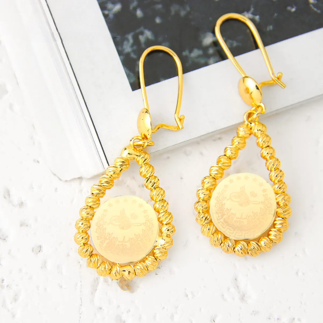 Lira Arabic Coin Hoop Earrings – Timeless Elegance